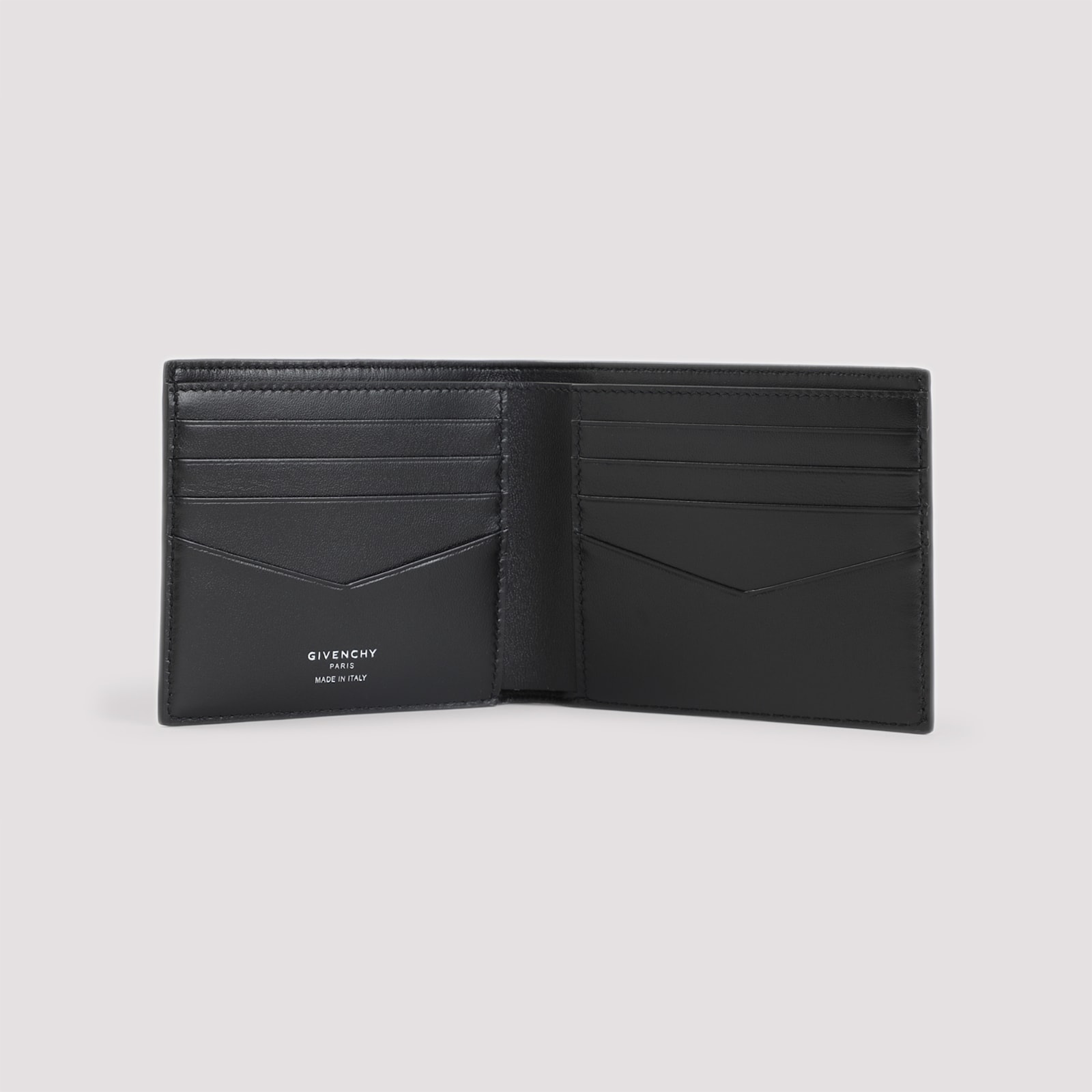 Givenchy Black Bi-fold Wallet With Logo Lettering On The Front In Grained Leather Man In Black