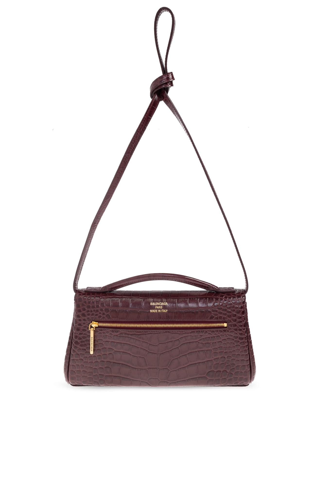 Balenciaga Bel Air Flap Leather Top-handle Bag In Burgundy