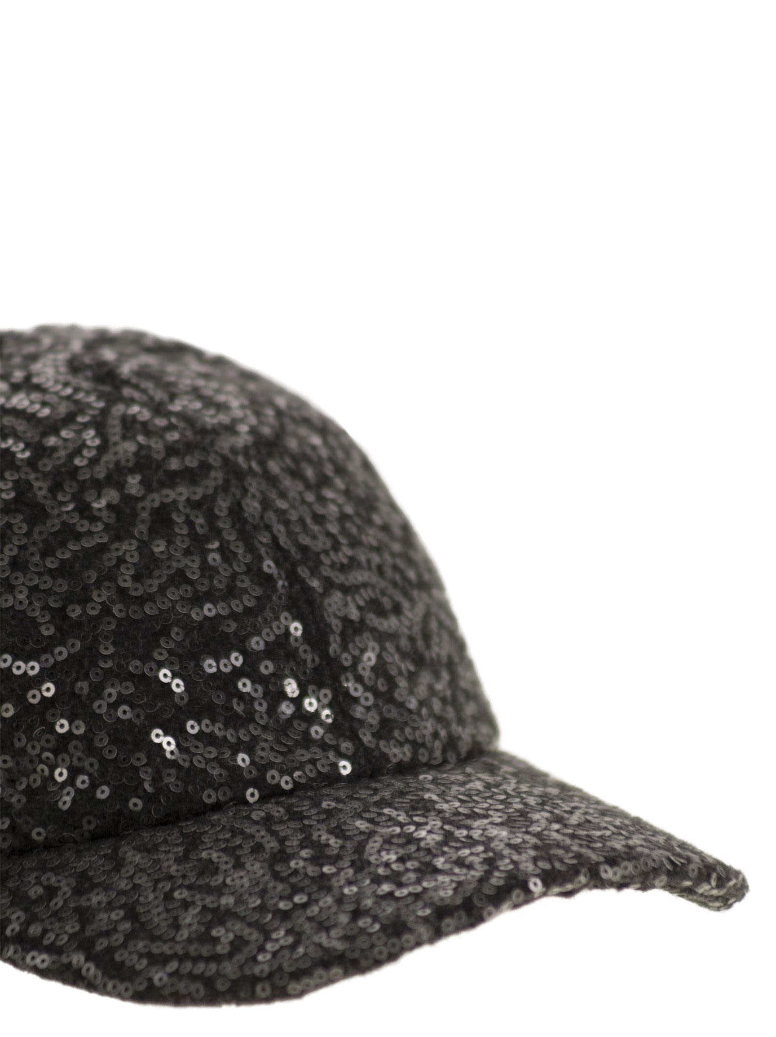 Peserico Sequinned Baseball Cap In Gray