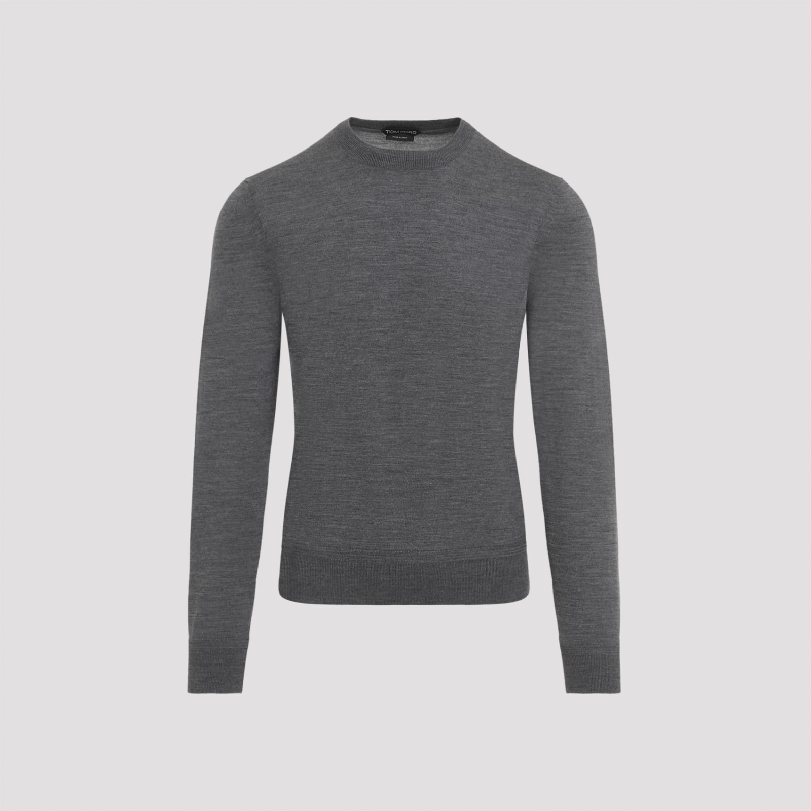 Shop Tom Ford Merino Wool Roundsweater In Light Charcoal