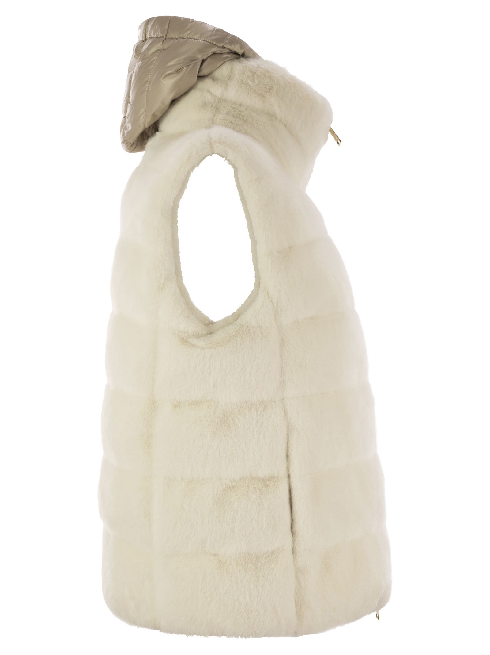 Shop Herno Cruelty-free Fur Sleeve Coat In White