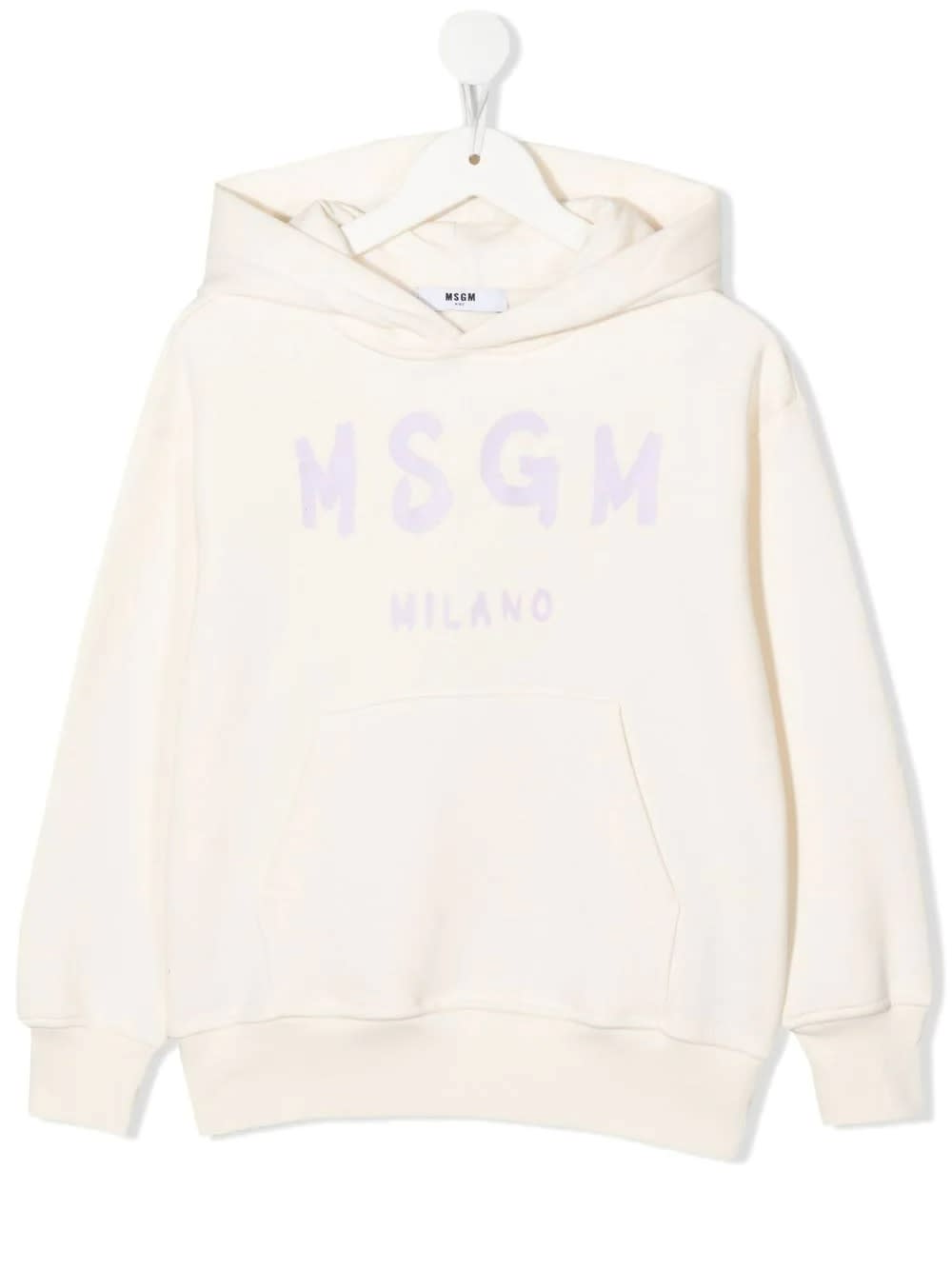 MSGM Kids Cream Hoodie With brushed Logo