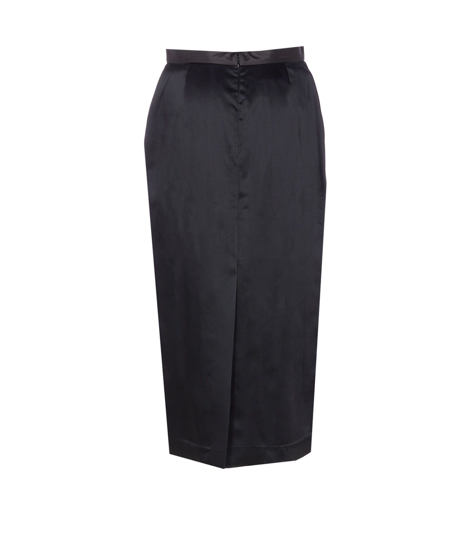 Valentino High Waist Satin Skirt With Bow Detail In Black