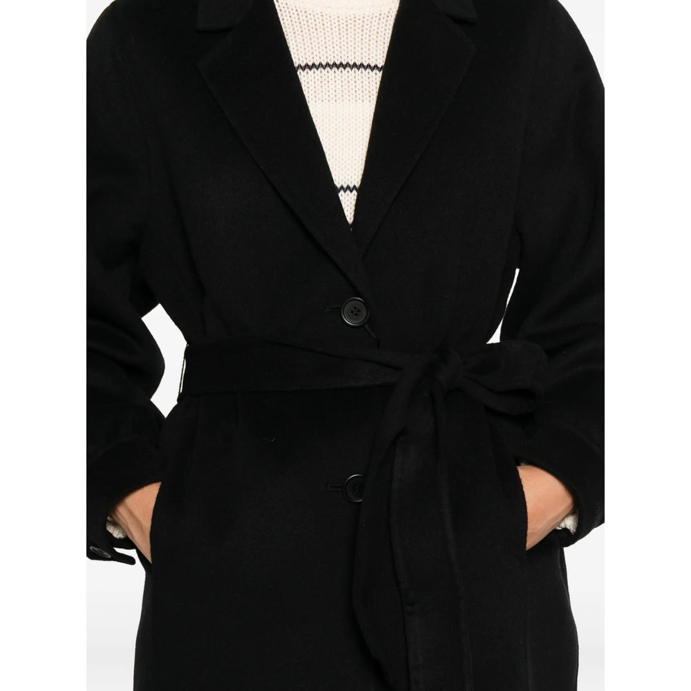 Twinset Belted Lapel Coat In Black