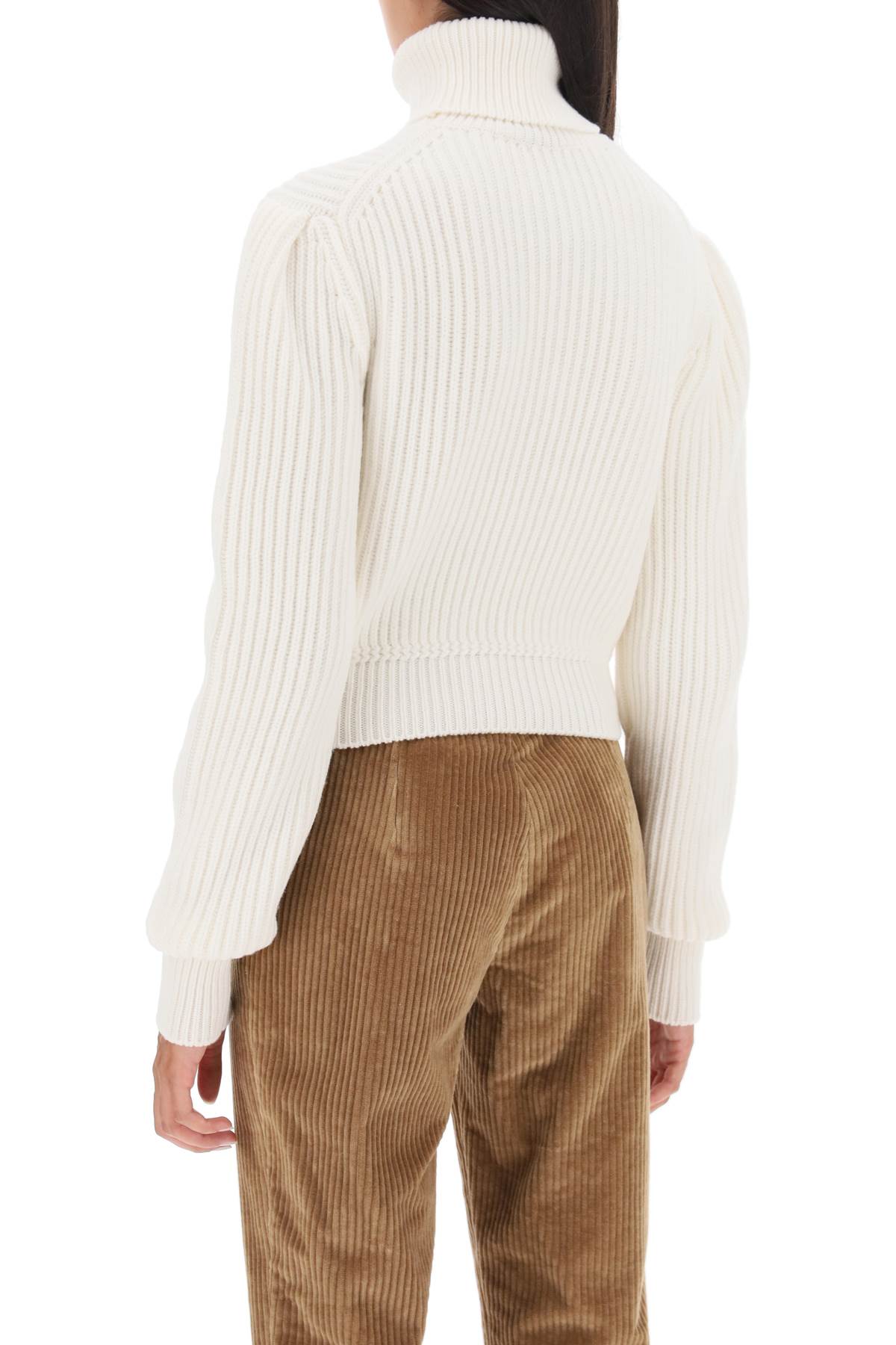 Dolce & Gabbana Ribbed Wool Turtleneck Sweater In Bianco Brillante
