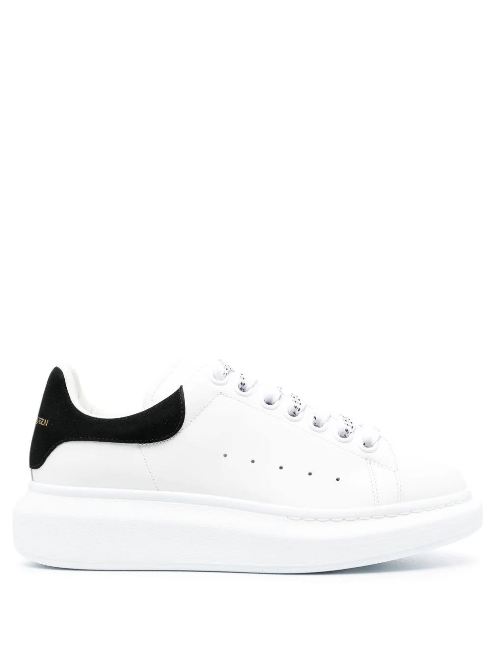 Shop Alexander Mcqueen White Oversized Sneakers With Black Suede Spoiler