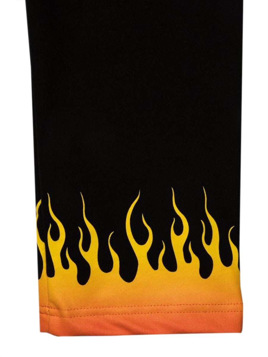 Vision Of Super Black Pants With Red Shaded Flames In Black