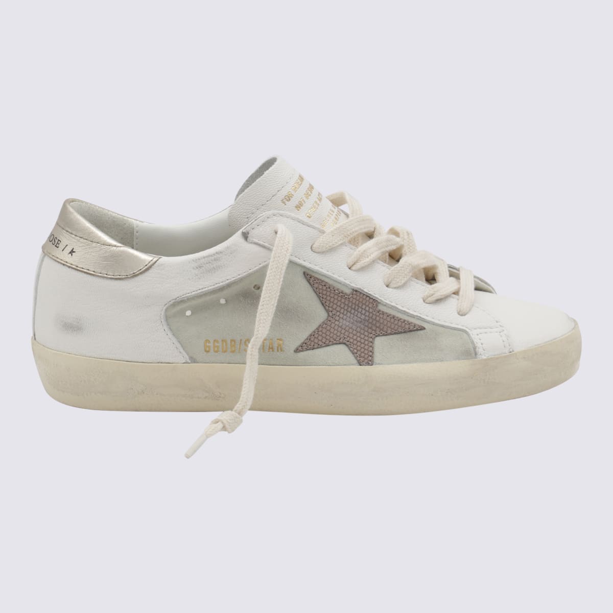 White And Gold Leather Superstar Sneakers