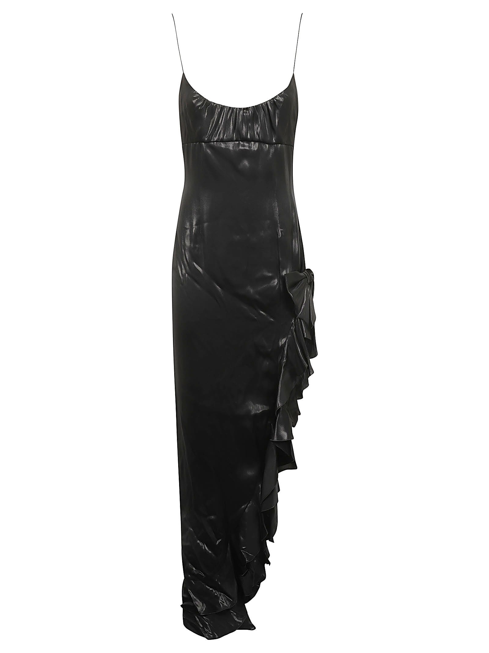 Shop Alessandra Rich Laminated Evening Dress In Black