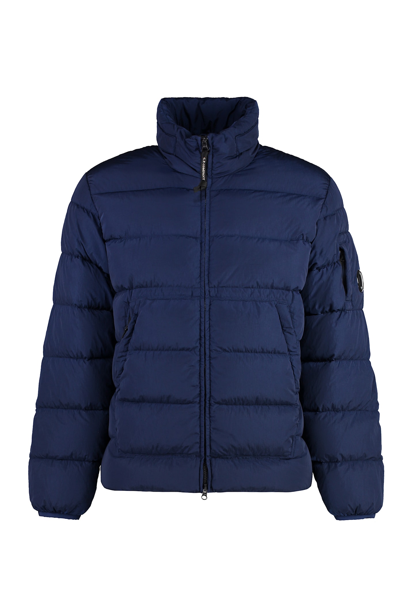 Shop C.p. Company Hooded Nylon Down Jacket In Blue