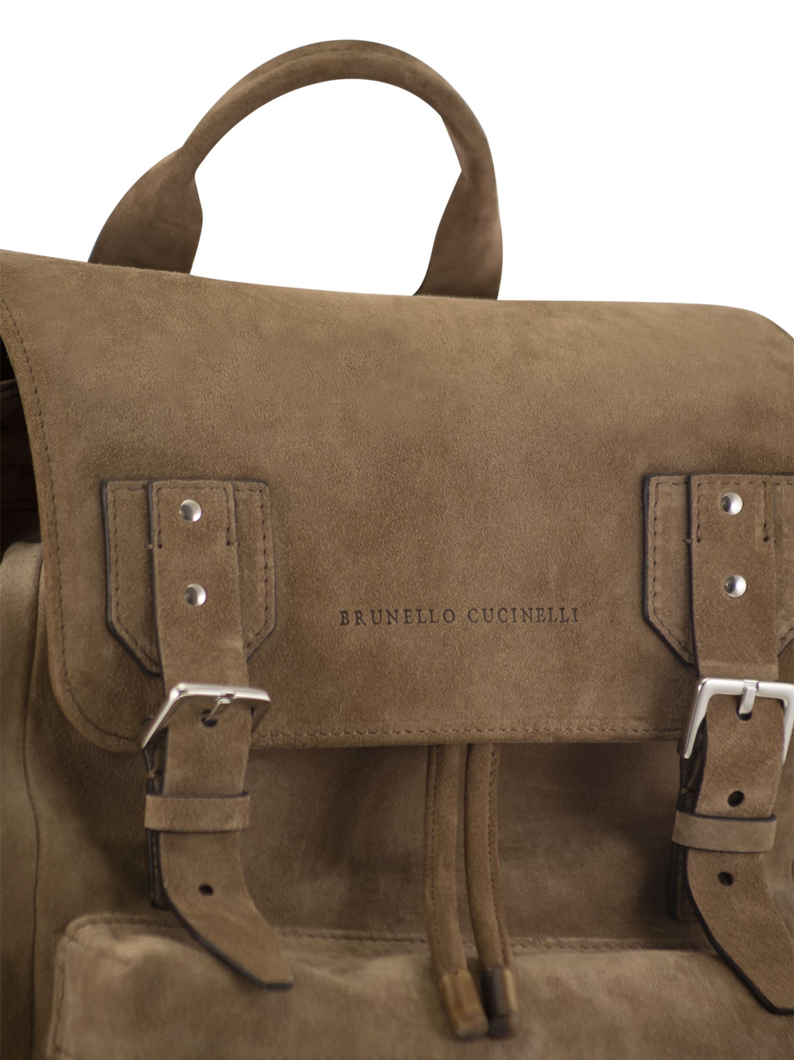 Shop Brunello Cucinelli Suede City Backpack In Beige