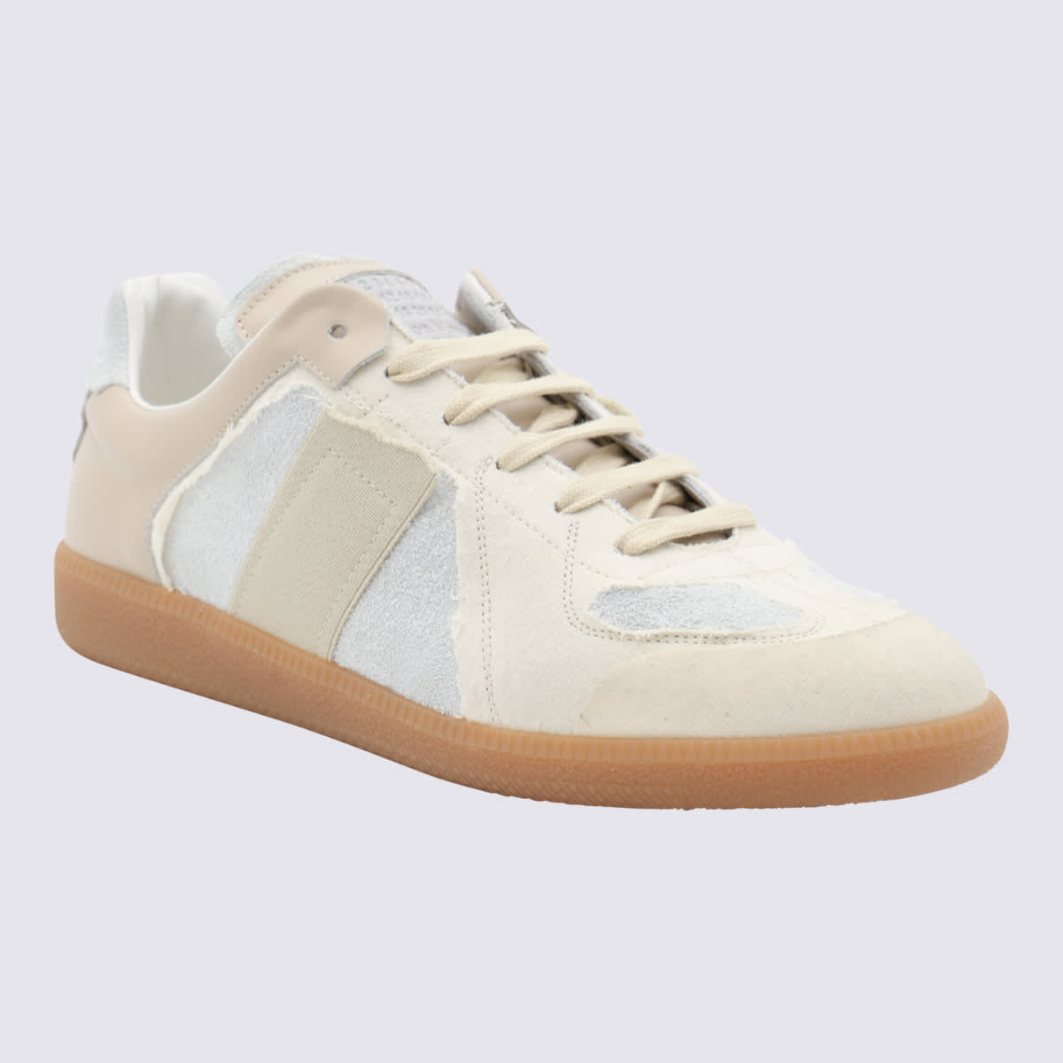 Shop Maison Margiela White And Beige Sneakers In Reversed Replica