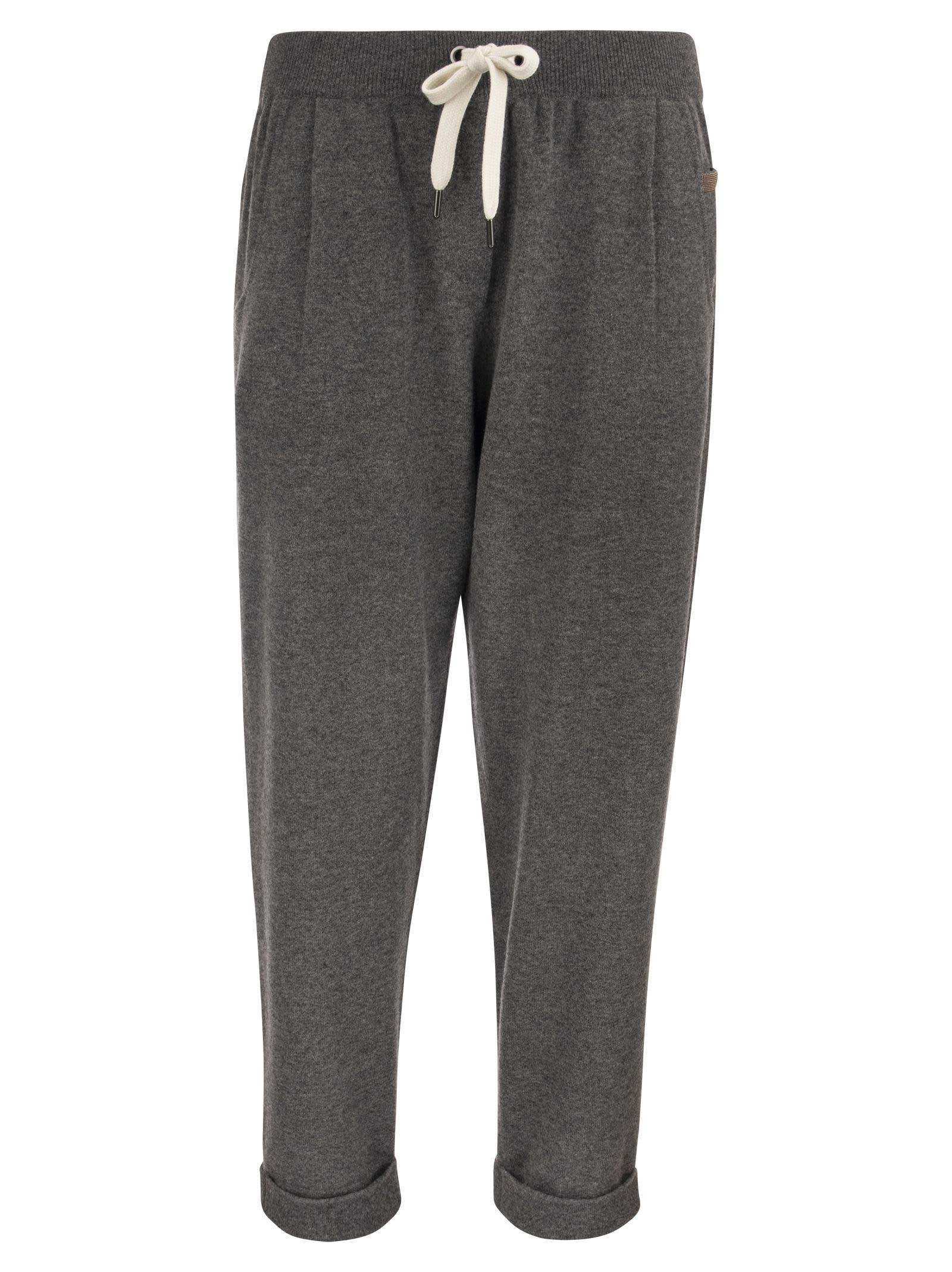 Brunello Cucinelli Wool, Cashmere And Silk Trousers With Monile