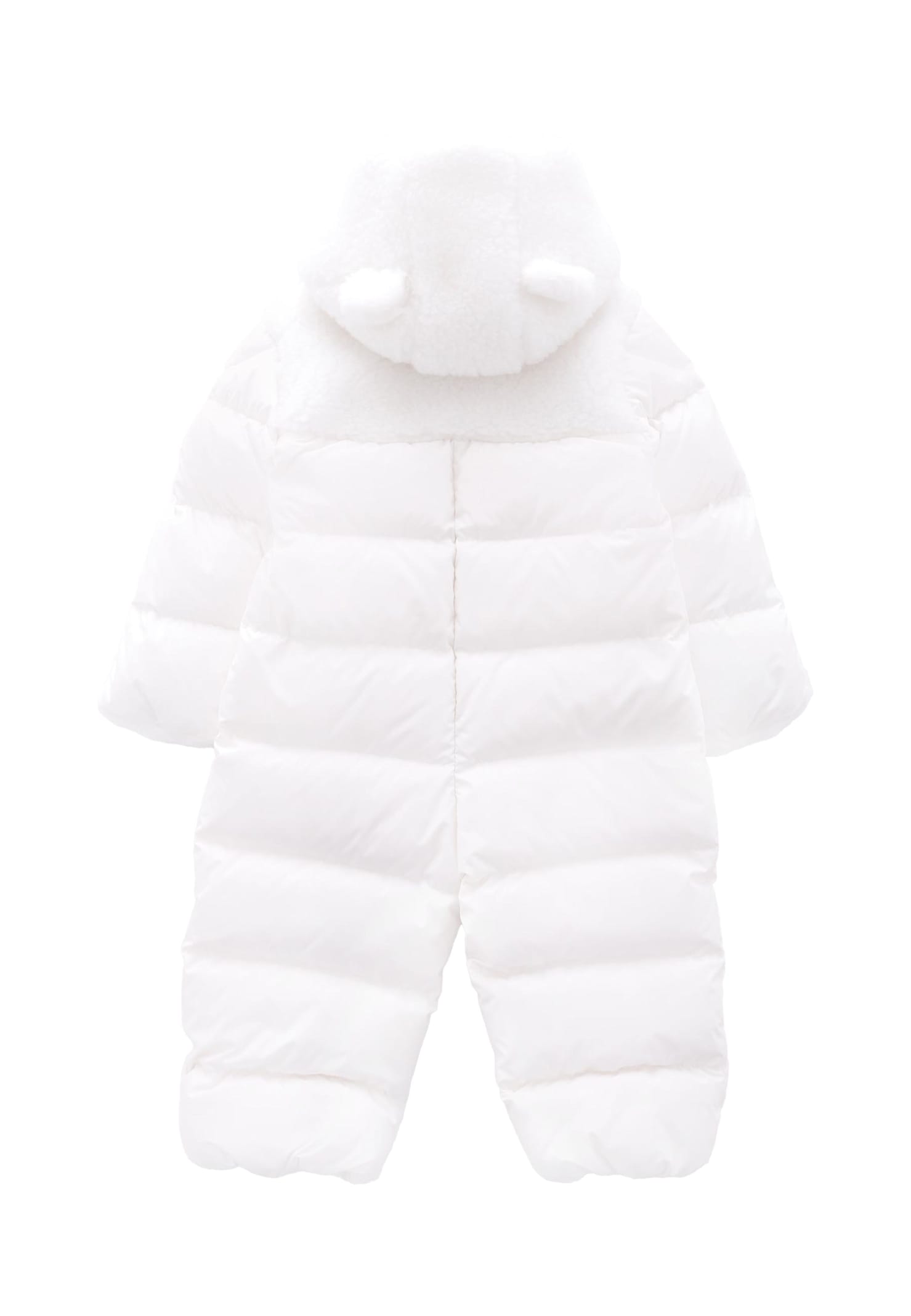 Moncler White Osof Down Jacket For Babykids With Logo In White