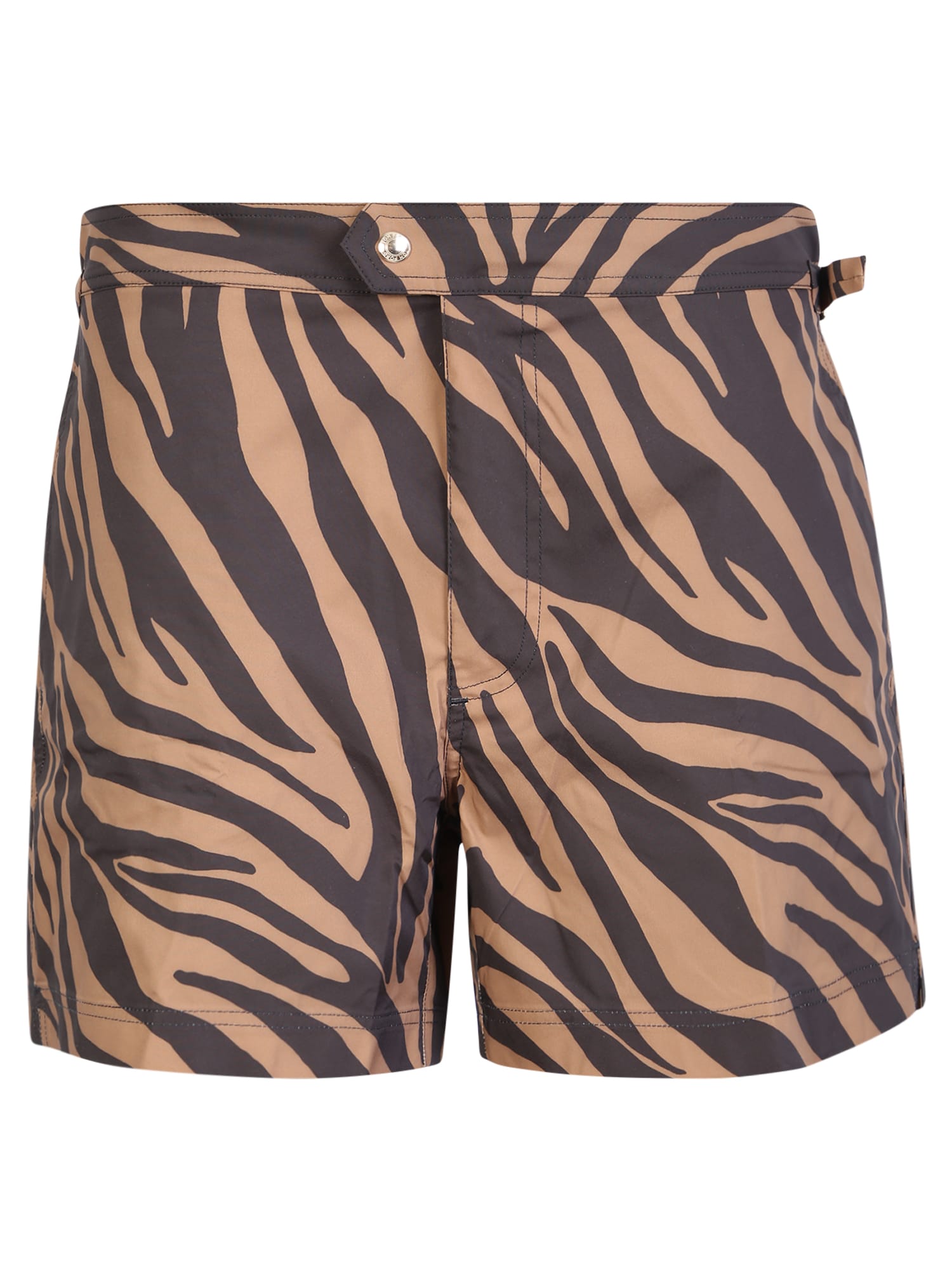 Shop Tom Ford Zebra Print Swim Shorts In Beige