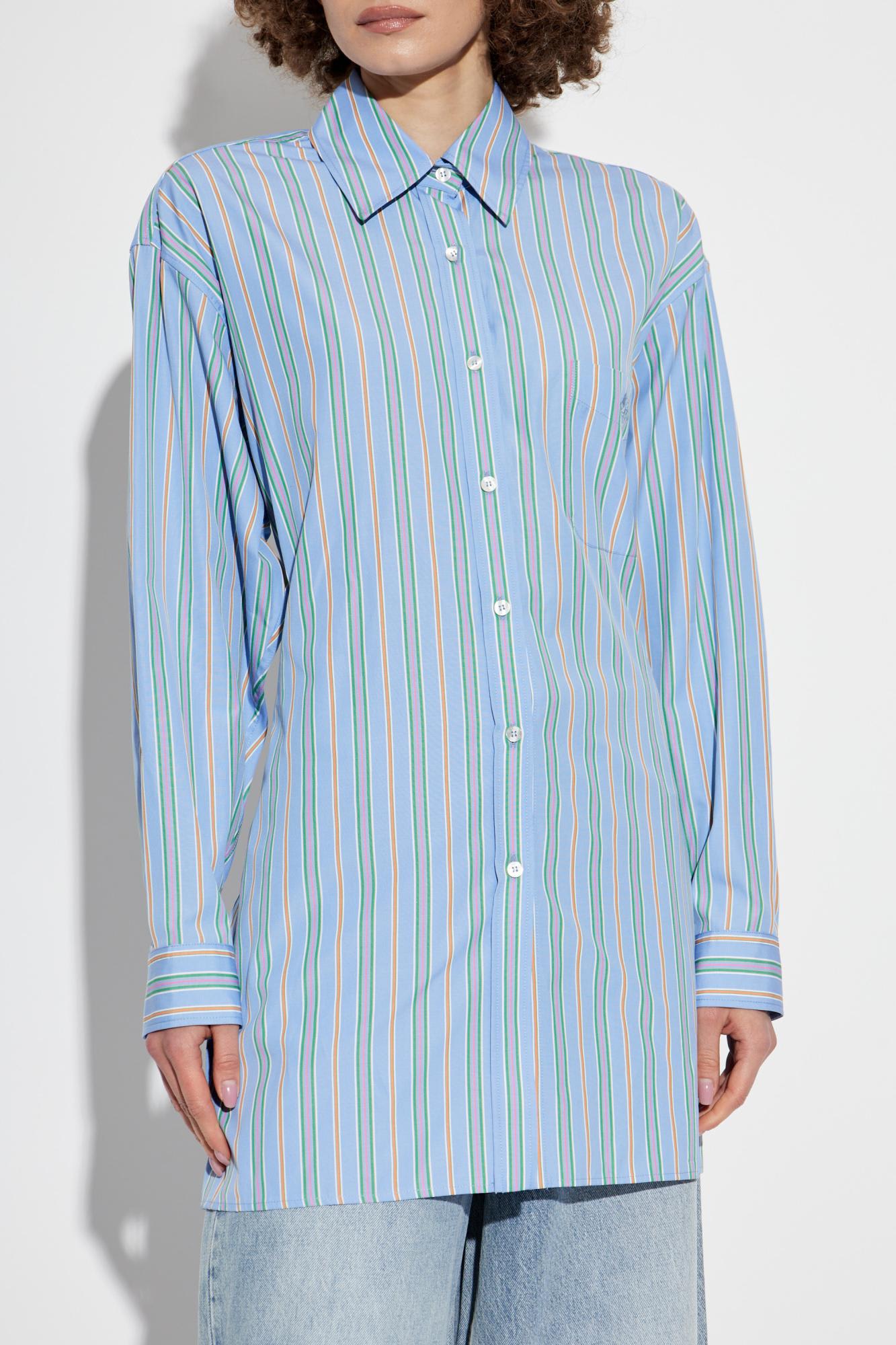 Etro Knotted Button-up Striped Shirt In Azure