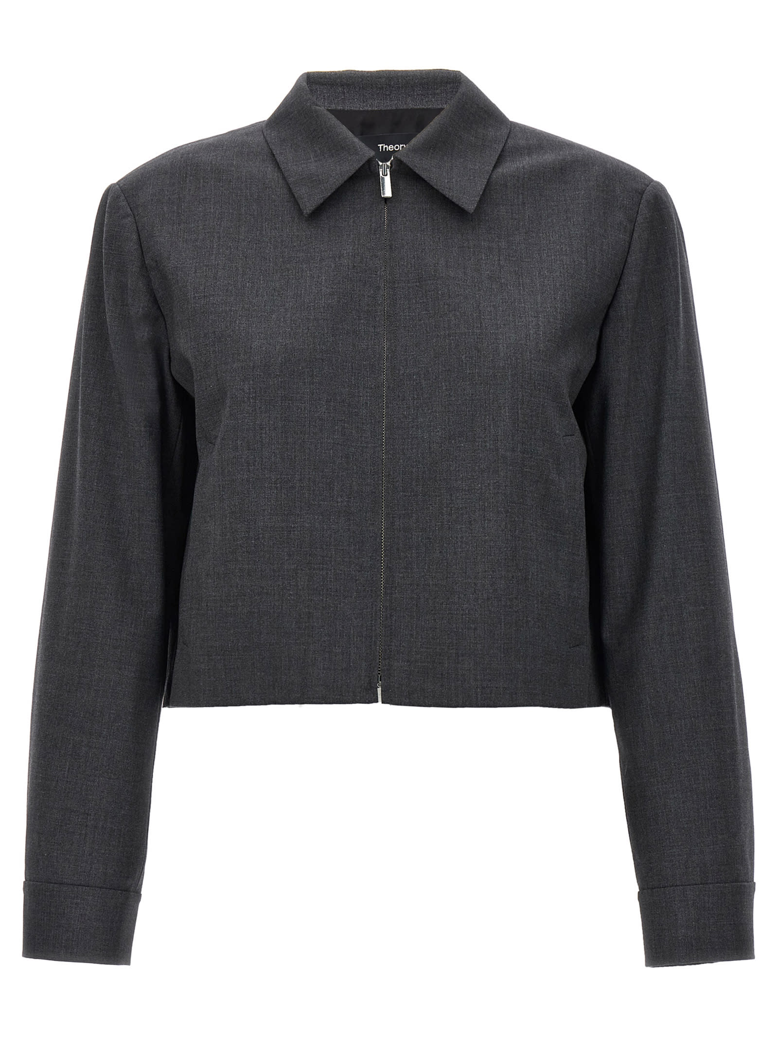 Shop Theory Cropped Jacket In Gray