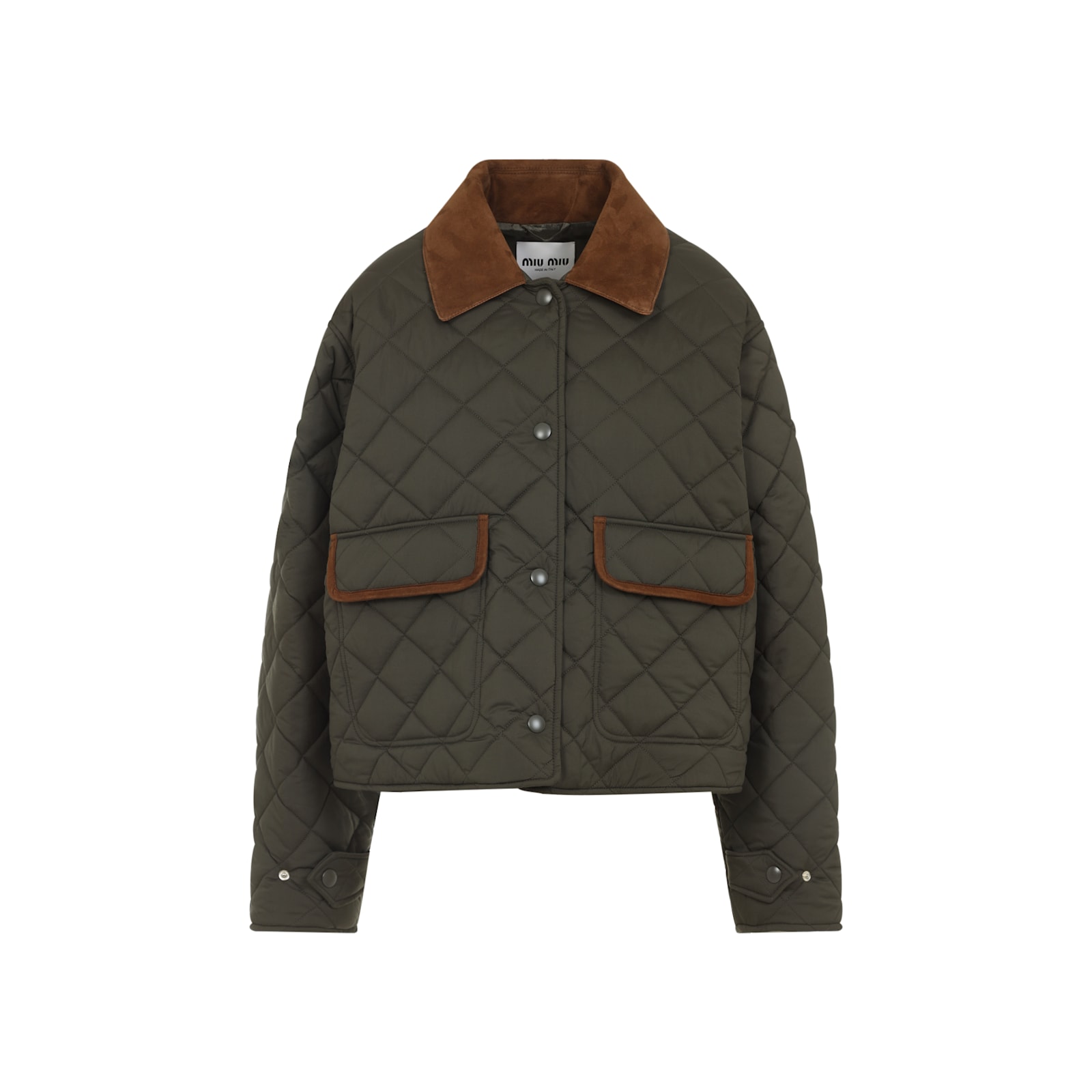 Miu Miu Straight Hem Quilted Jacket In Green