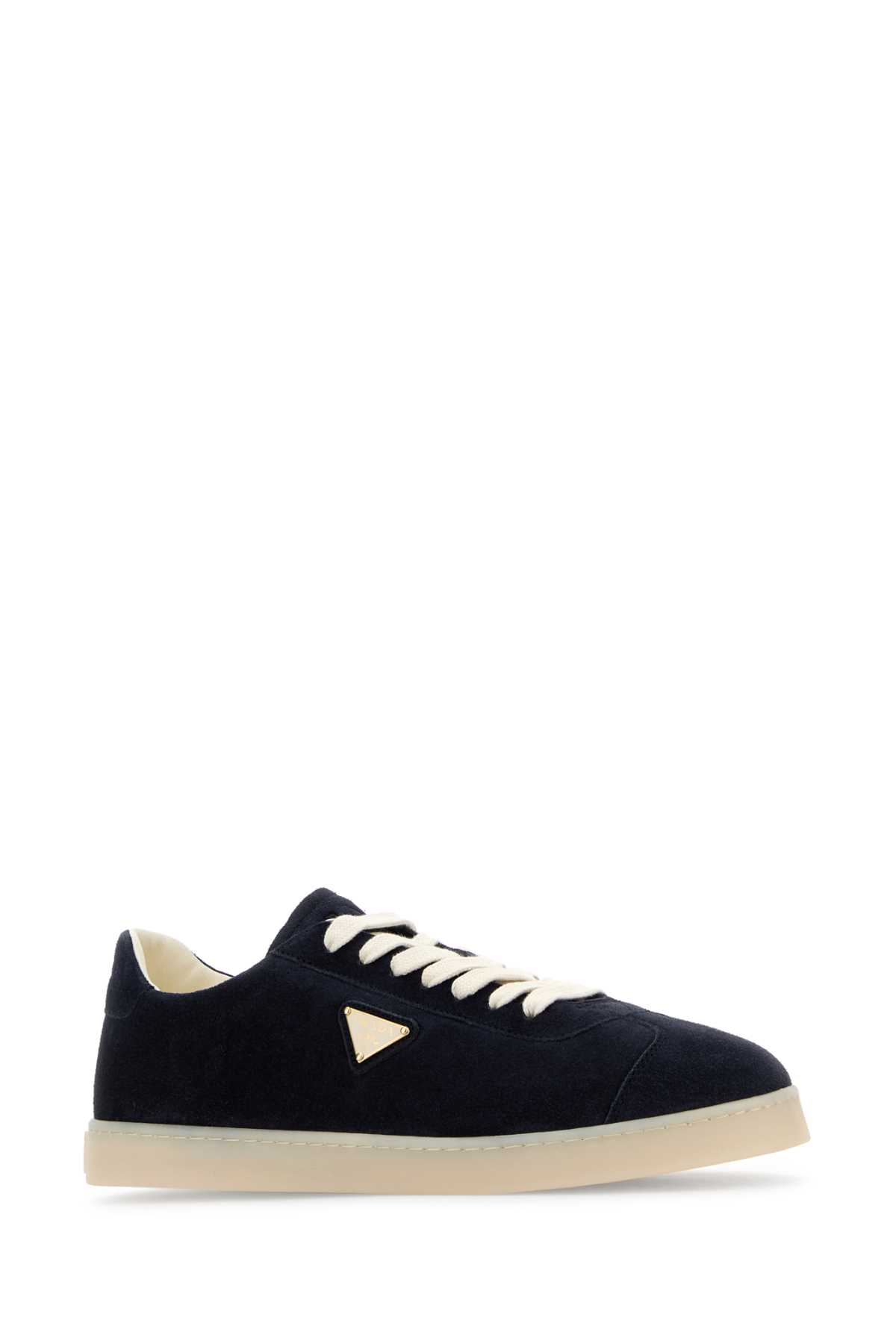 Shop Prada Blue Suede Sneakers