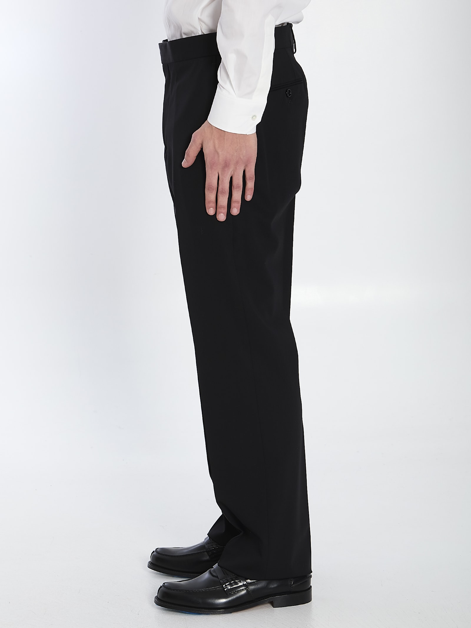 Lardini Wool Tailored Trousers In Black