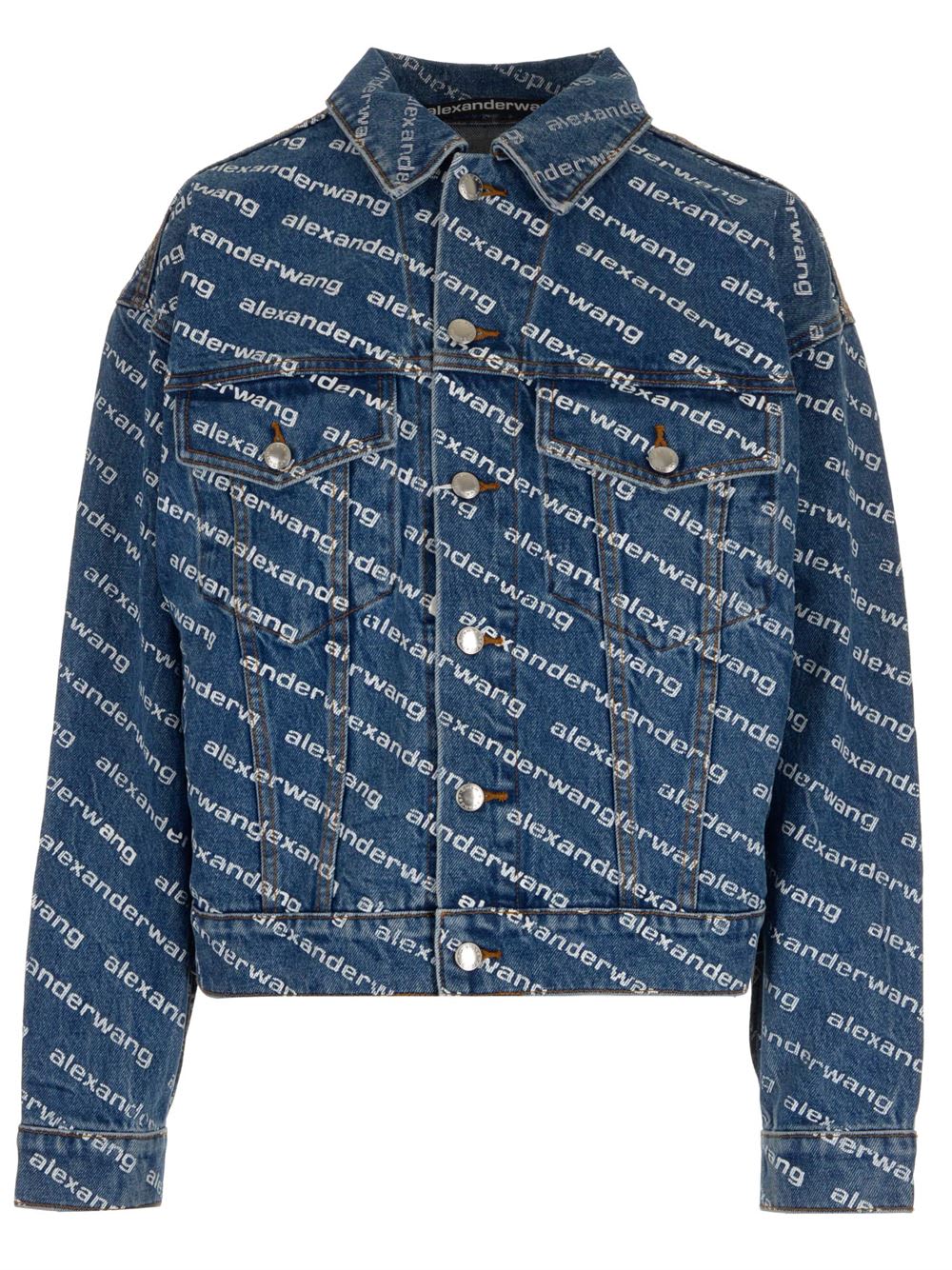 Shop Alexander Wang All Over Logo Denim Jacket