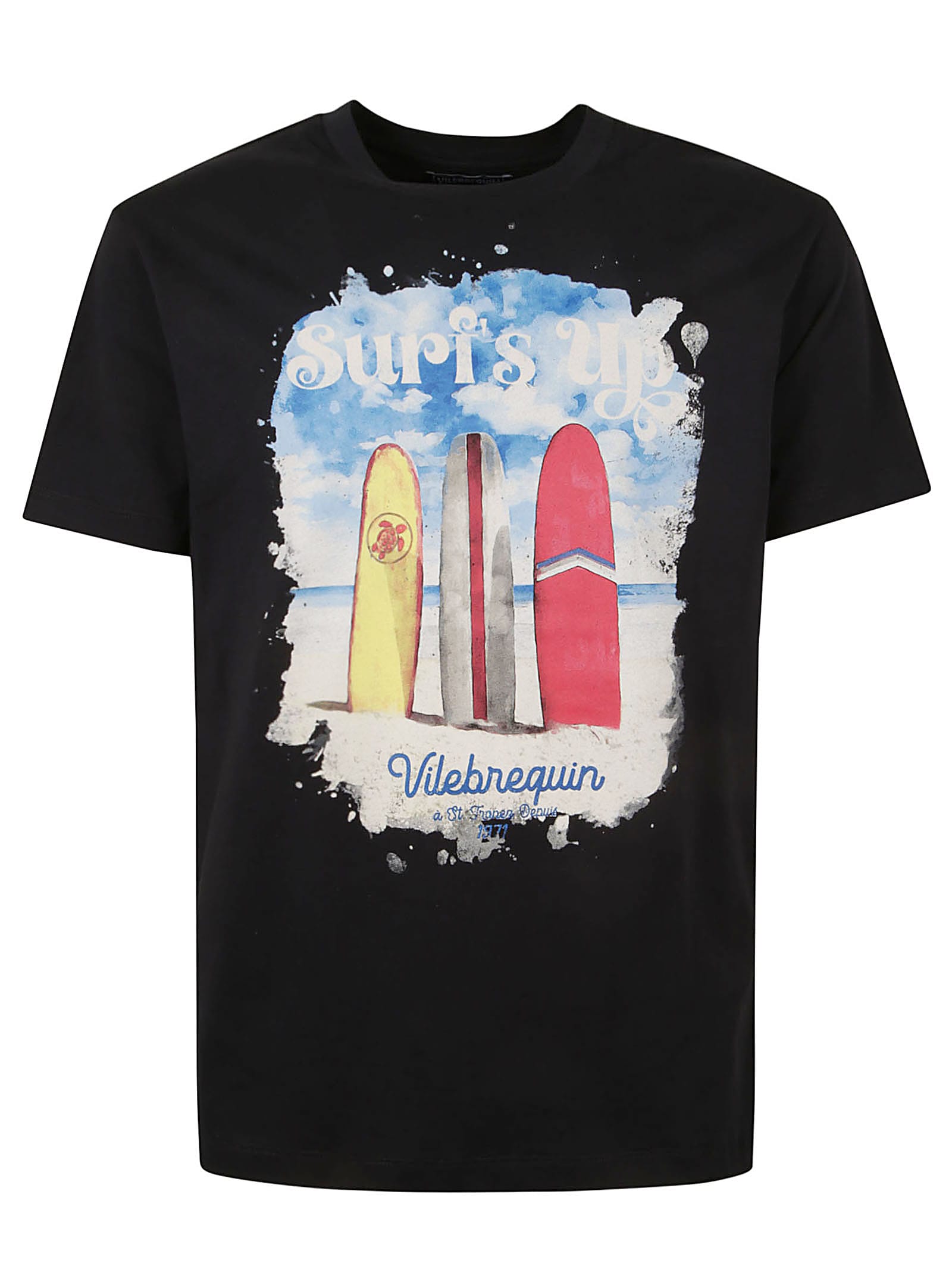 Shop Vilebrequin Logo Print Regular T-shirt In Blue Marine