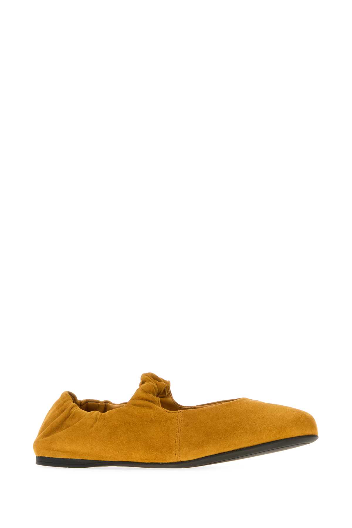 Miu Miu Mustard Suede Ballerinas In Brown