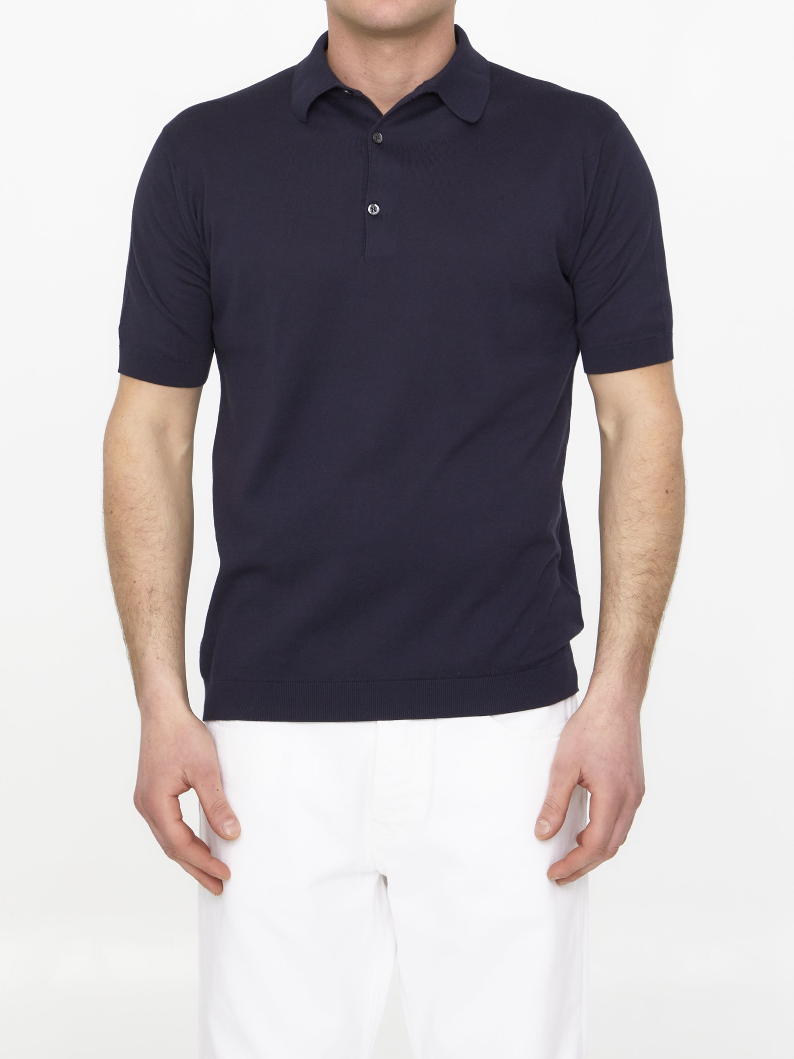 John Smedley Blue Cotton Polo Shirt