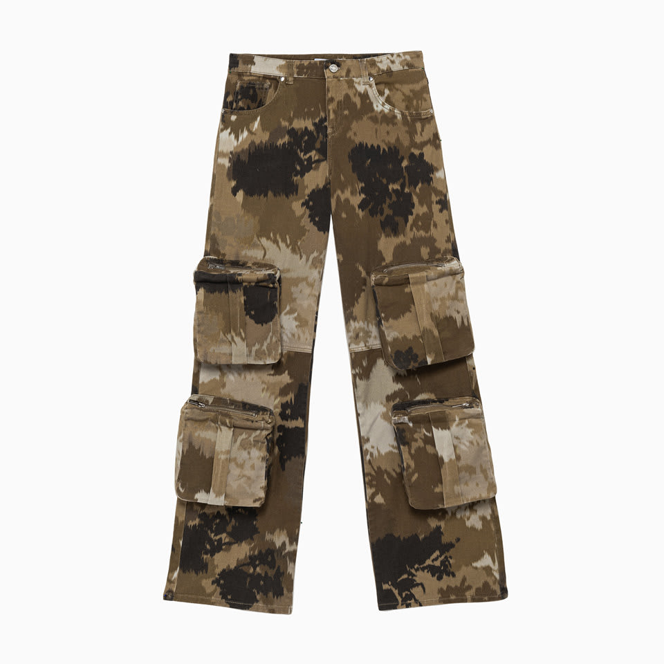 Blumarine Camouflage Cargo Pants In Brown
