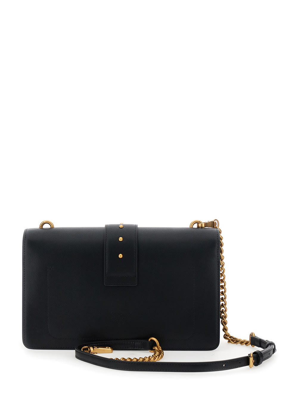 Pinko Love One Antique Gold Green Shoulder Bag In Black