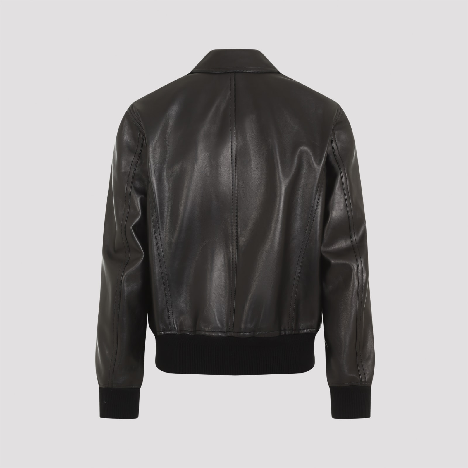 Shop Tom Ford Leather Bomber Jacket In Black