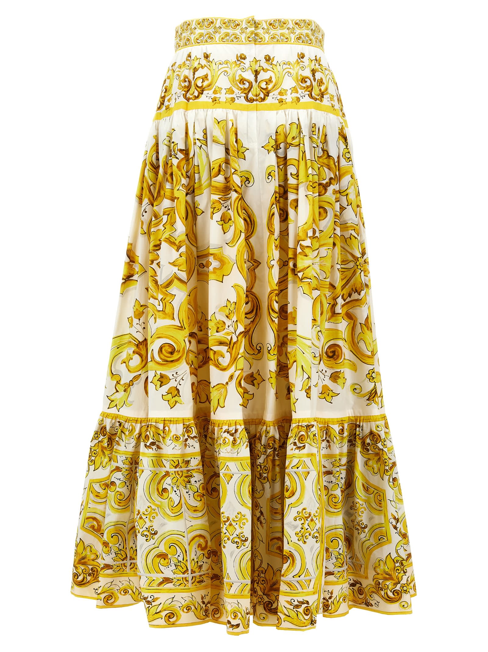 Shop Dolce & Gabbana Maiolica Skirt In Yellow