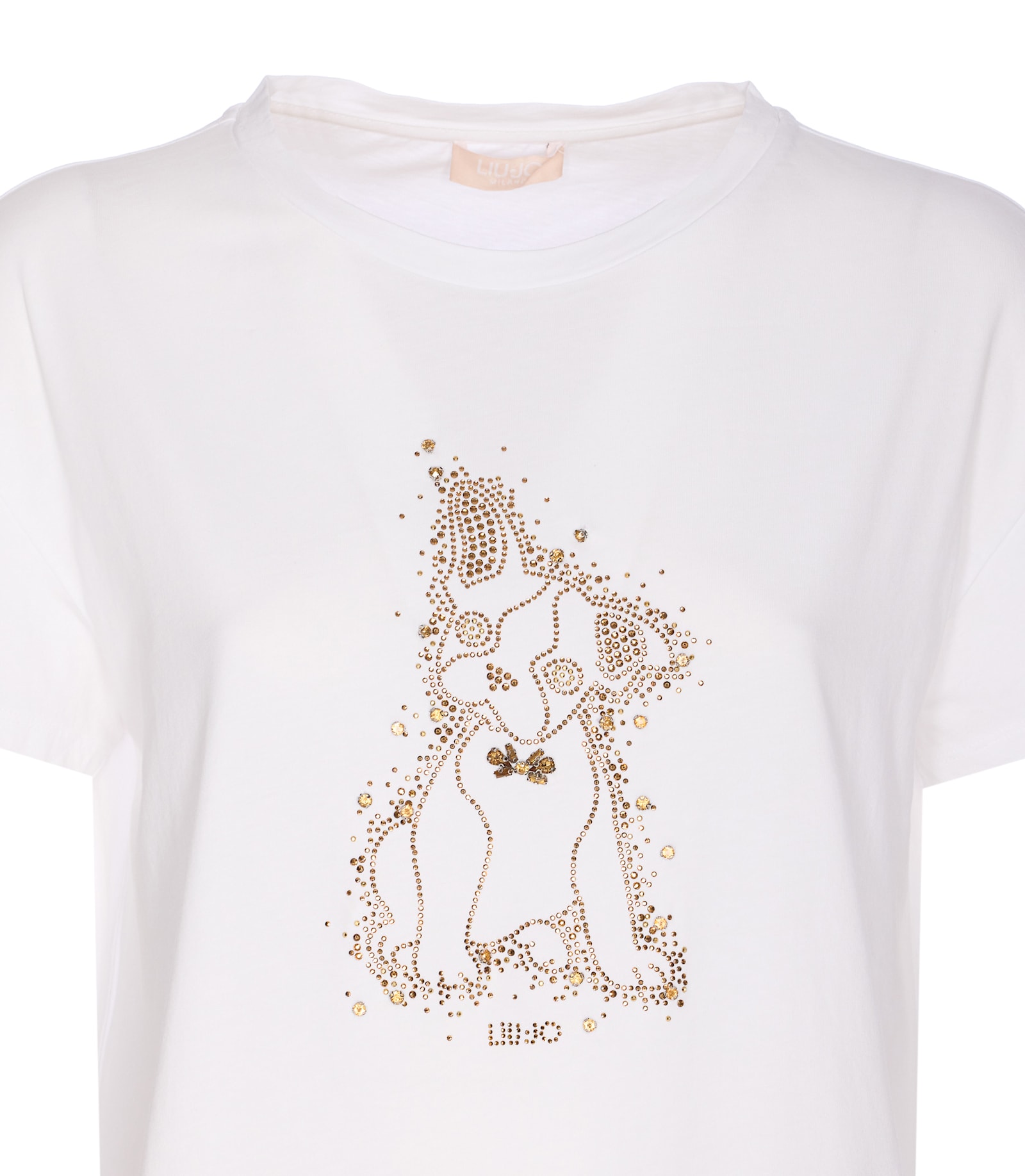 Liu •jo Crewneck Graphic Embellishment Top In White