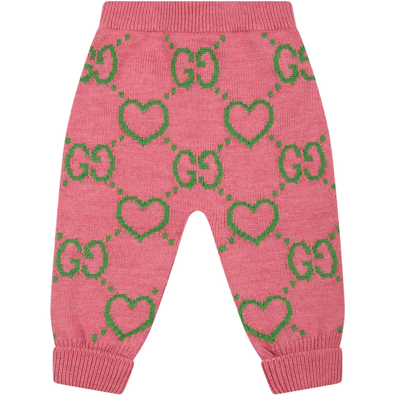 Gucci Pink Trouser For Baby Girl With Hearts