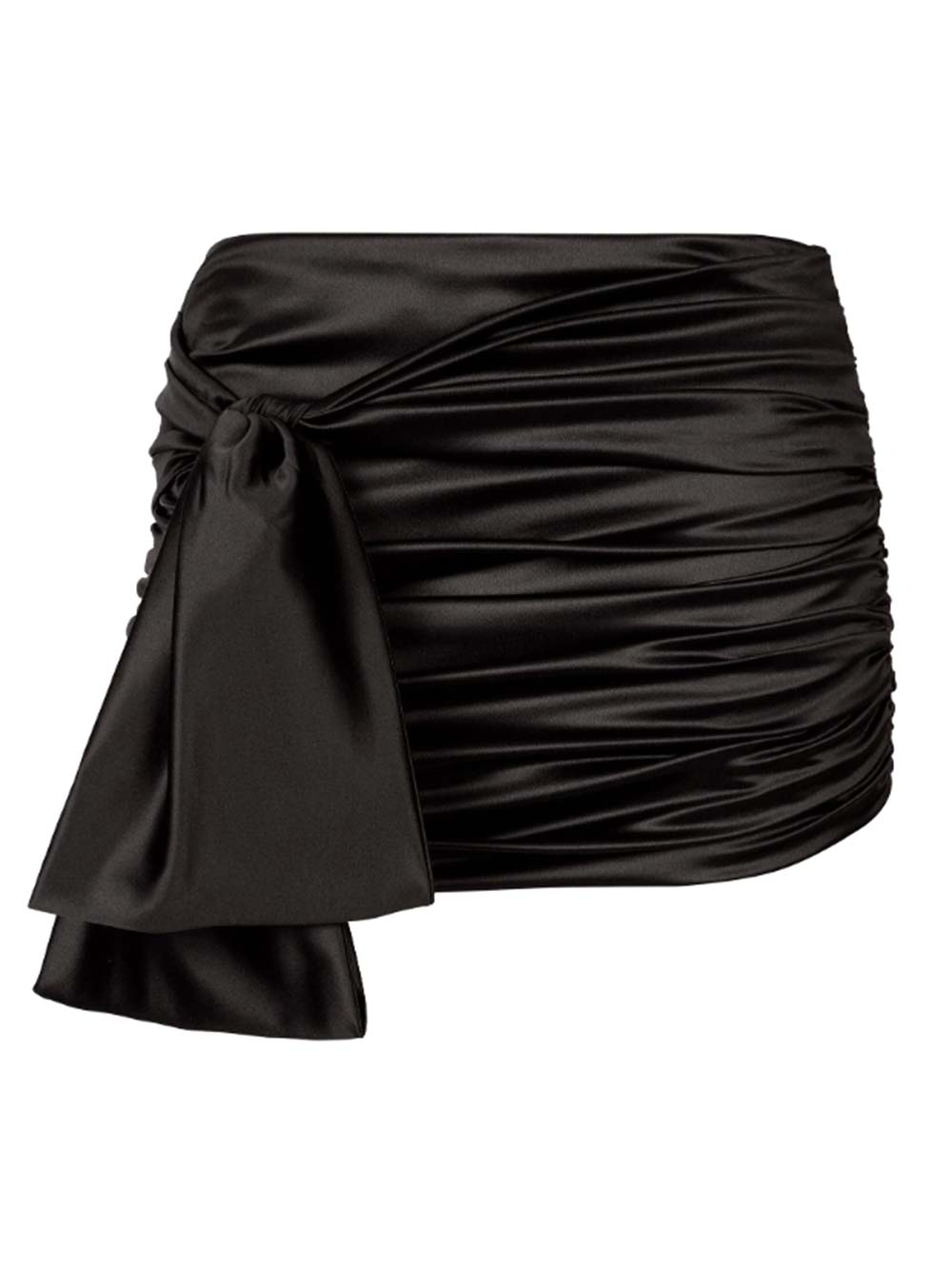 Dolce & Gabbana Women Ruched Silk Mini Skirt In Black