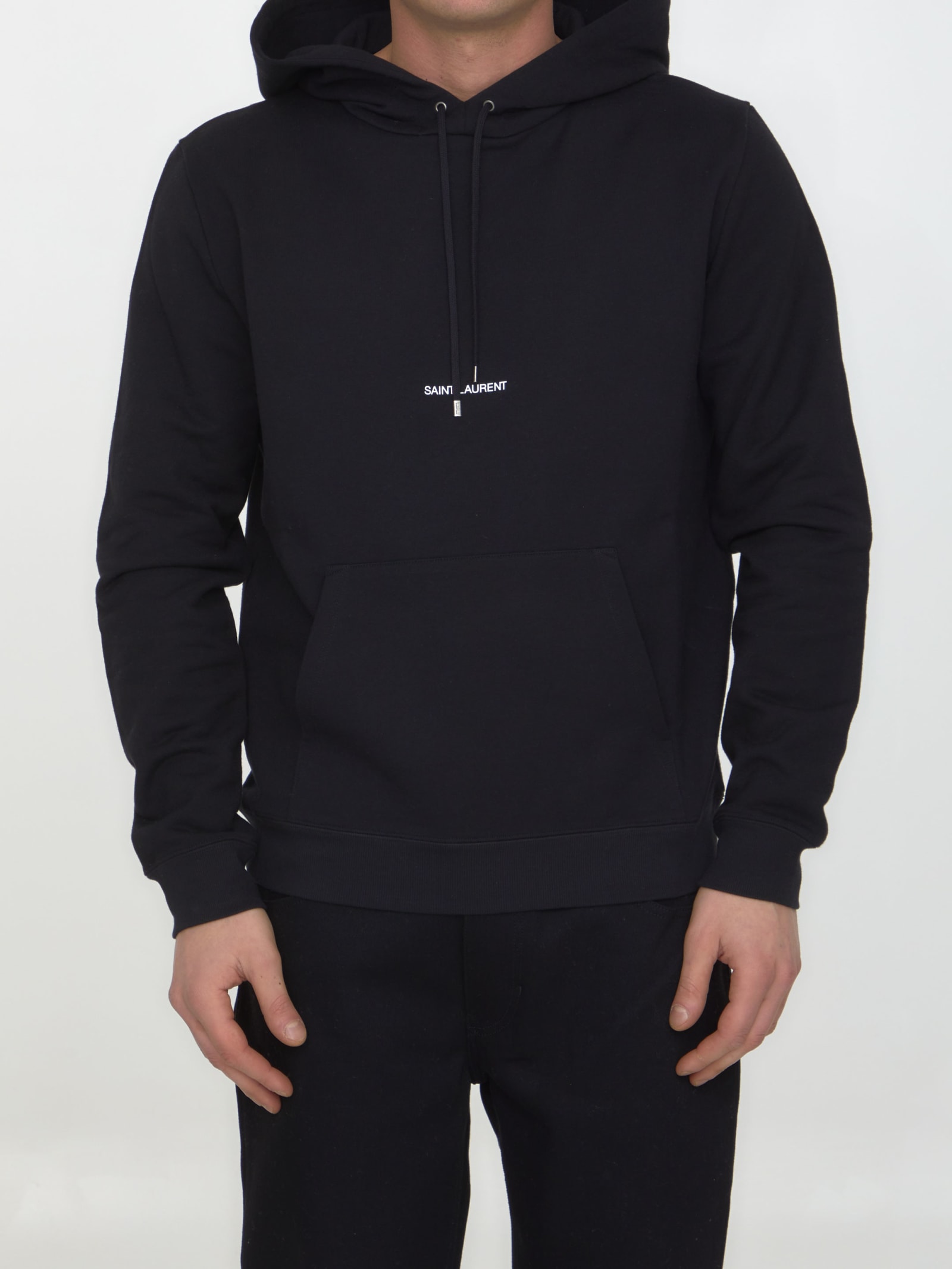 Shop Saint Laurent Cotton Hoodie In Black