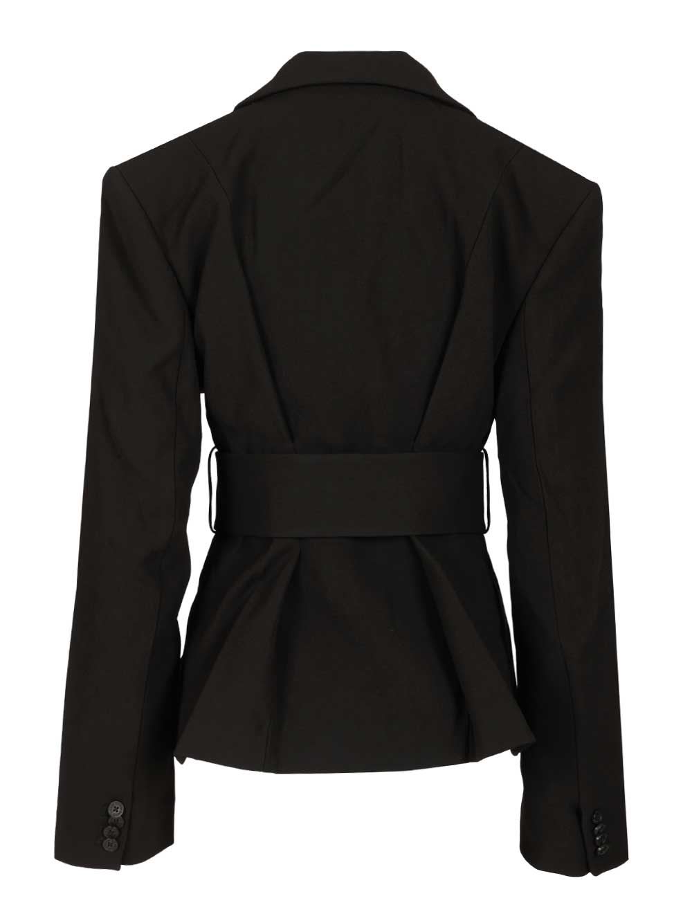 Rotate Birger Christensen Black Single-breasted Jacket With Belt In Black