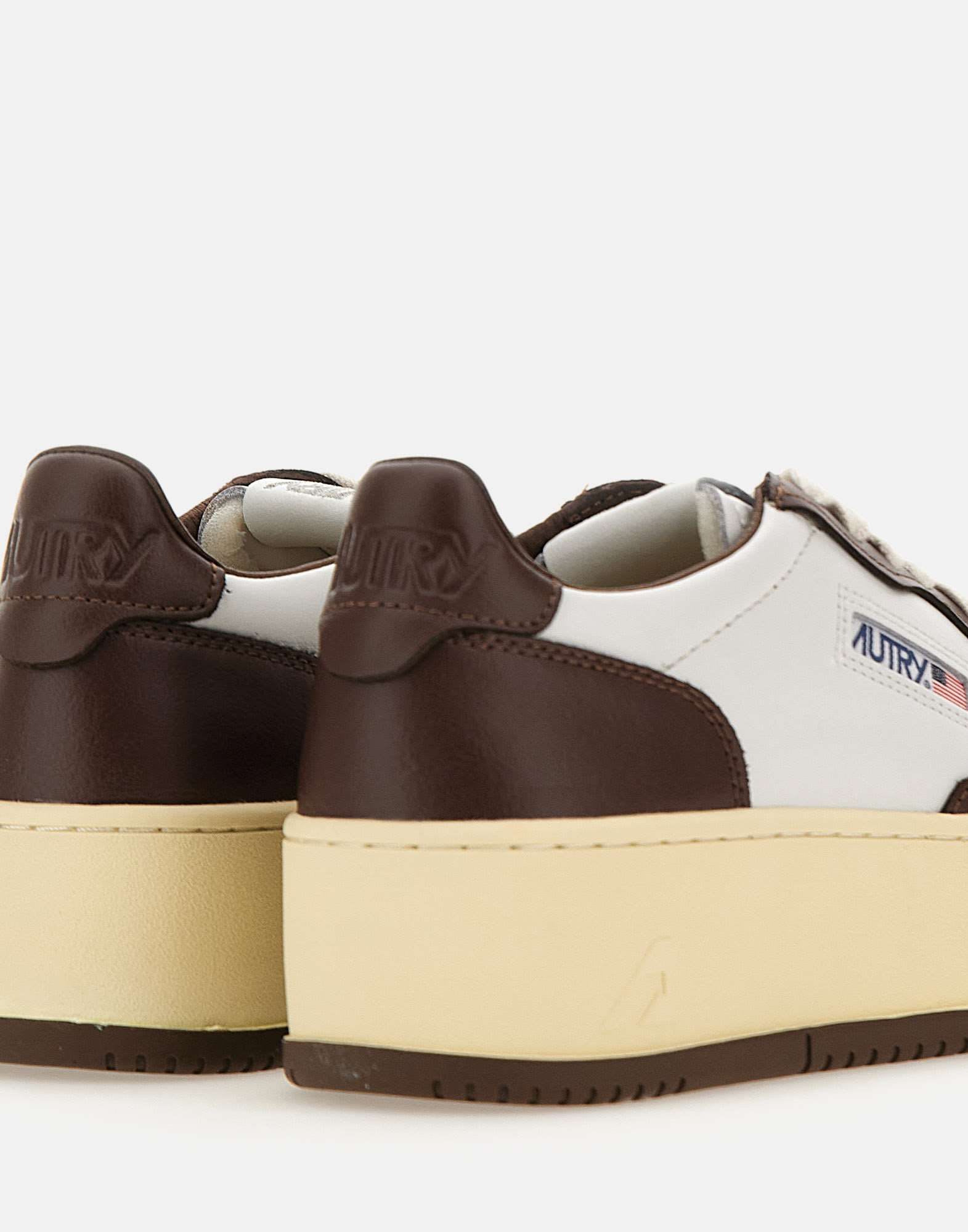 Autry Medalist Platform Sneakers In Leather In Bianco