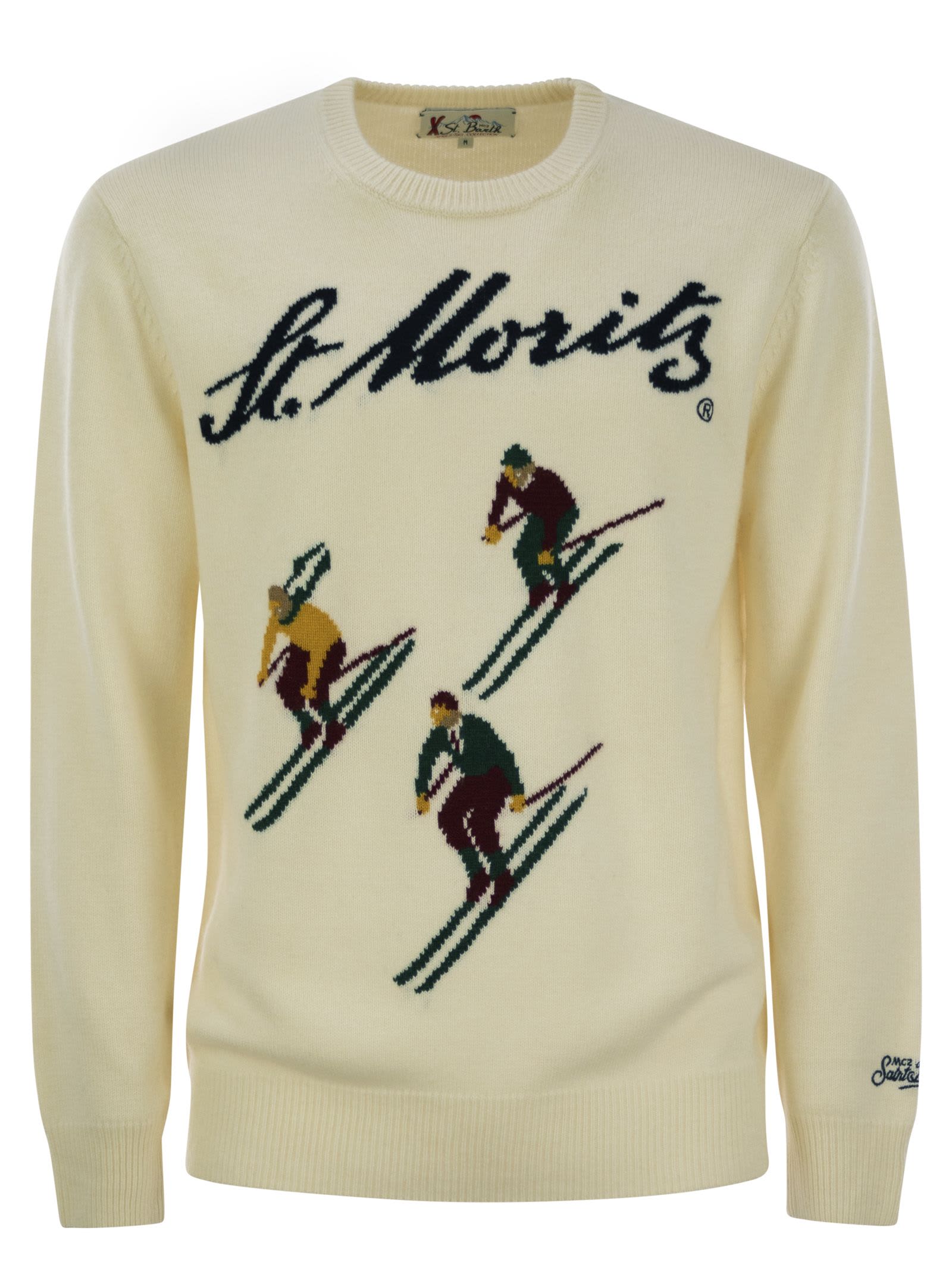 Shop Mc2 Saint Barth St Moritz Wool And Cashmere Blend Jumper In Cream