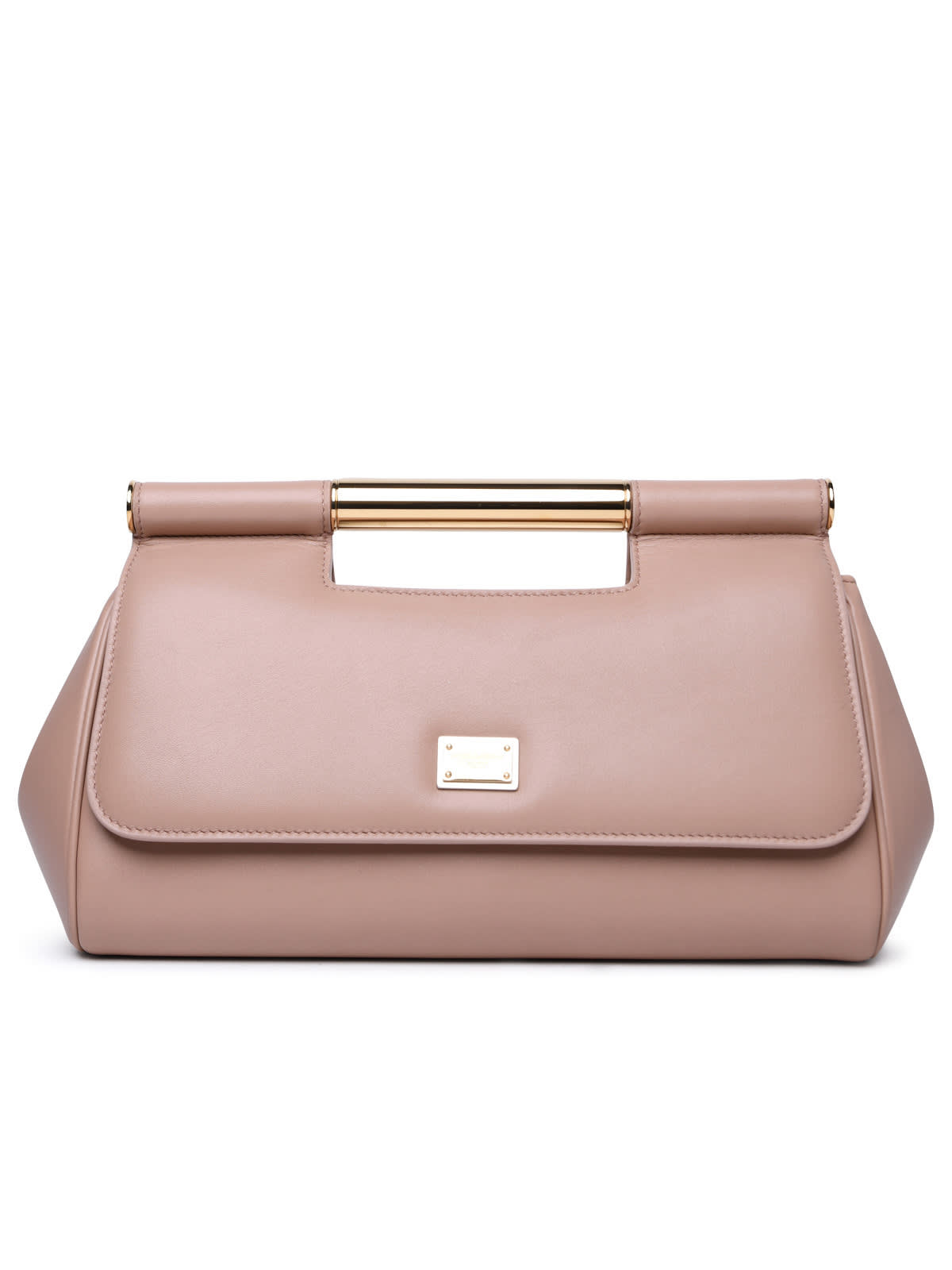 DOLCE & GABBANA SICILY LARGE LEATHER CLUTCH NUDE