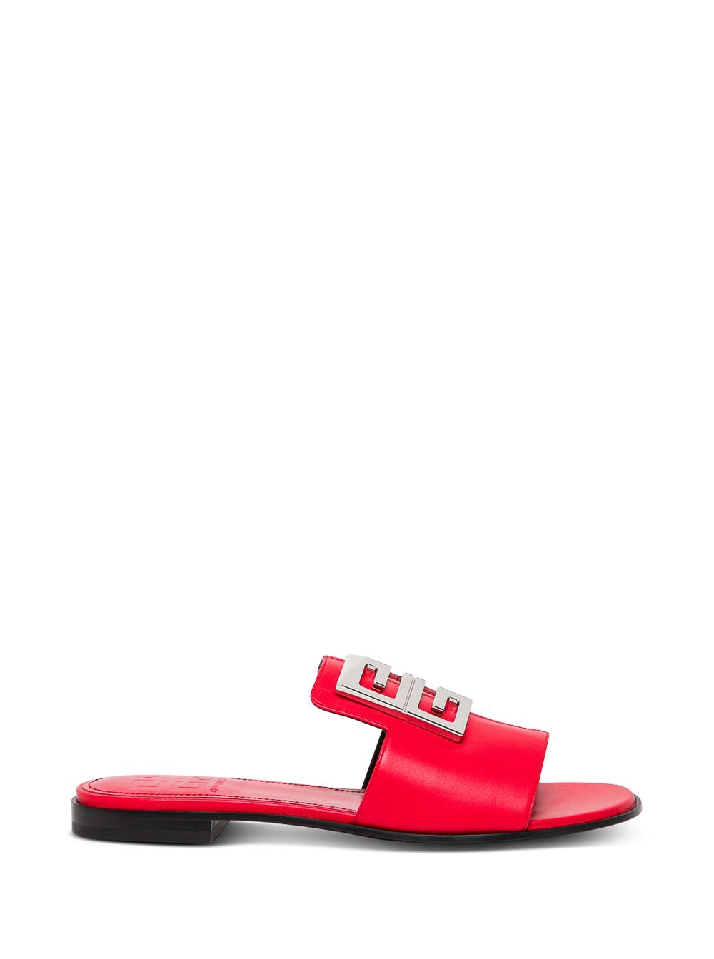 Givenchy 4g Flat Sandals In Red Leather