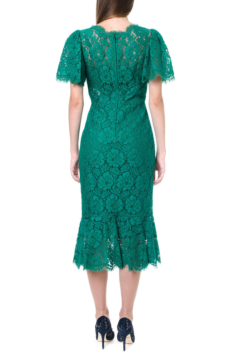 lace midi dress green