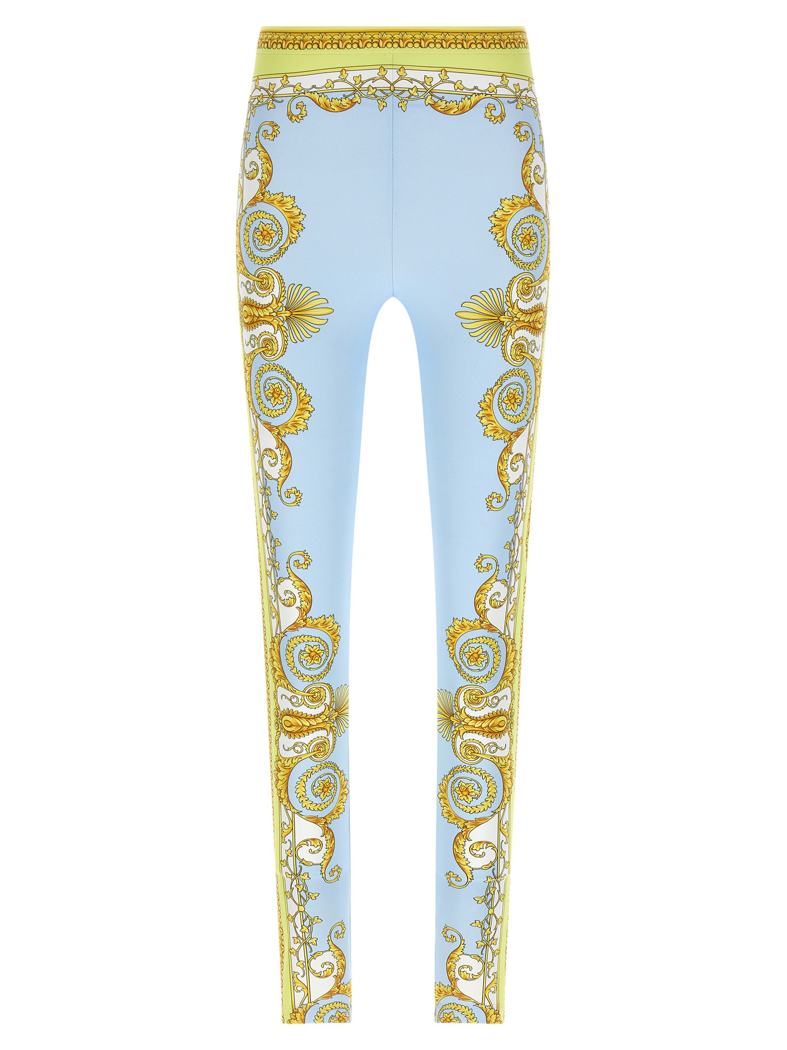 Versace Spring Barocco Leggings Light Blue In Blue