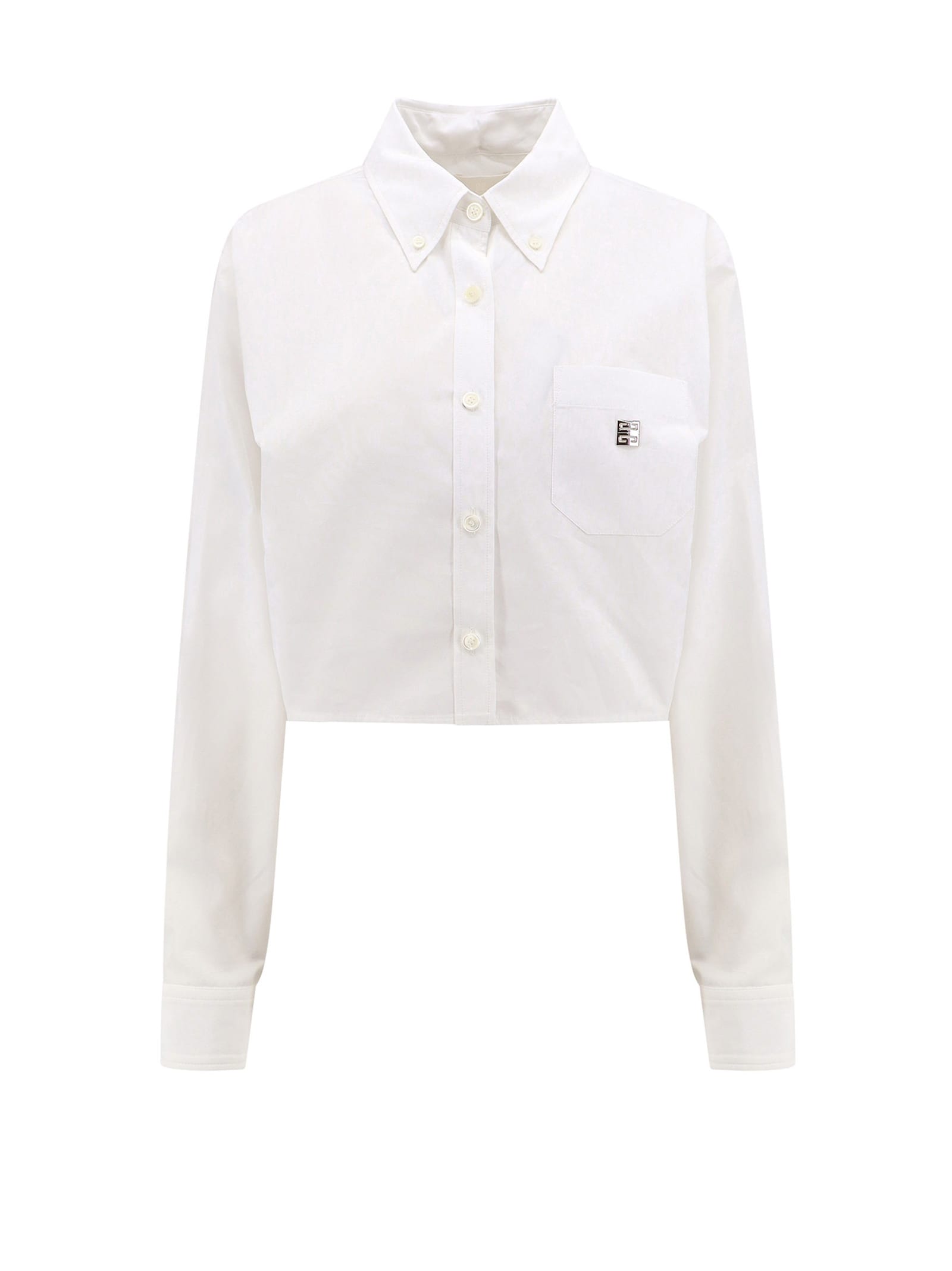 Shop Givenchy Short Poplin Shirt In White
