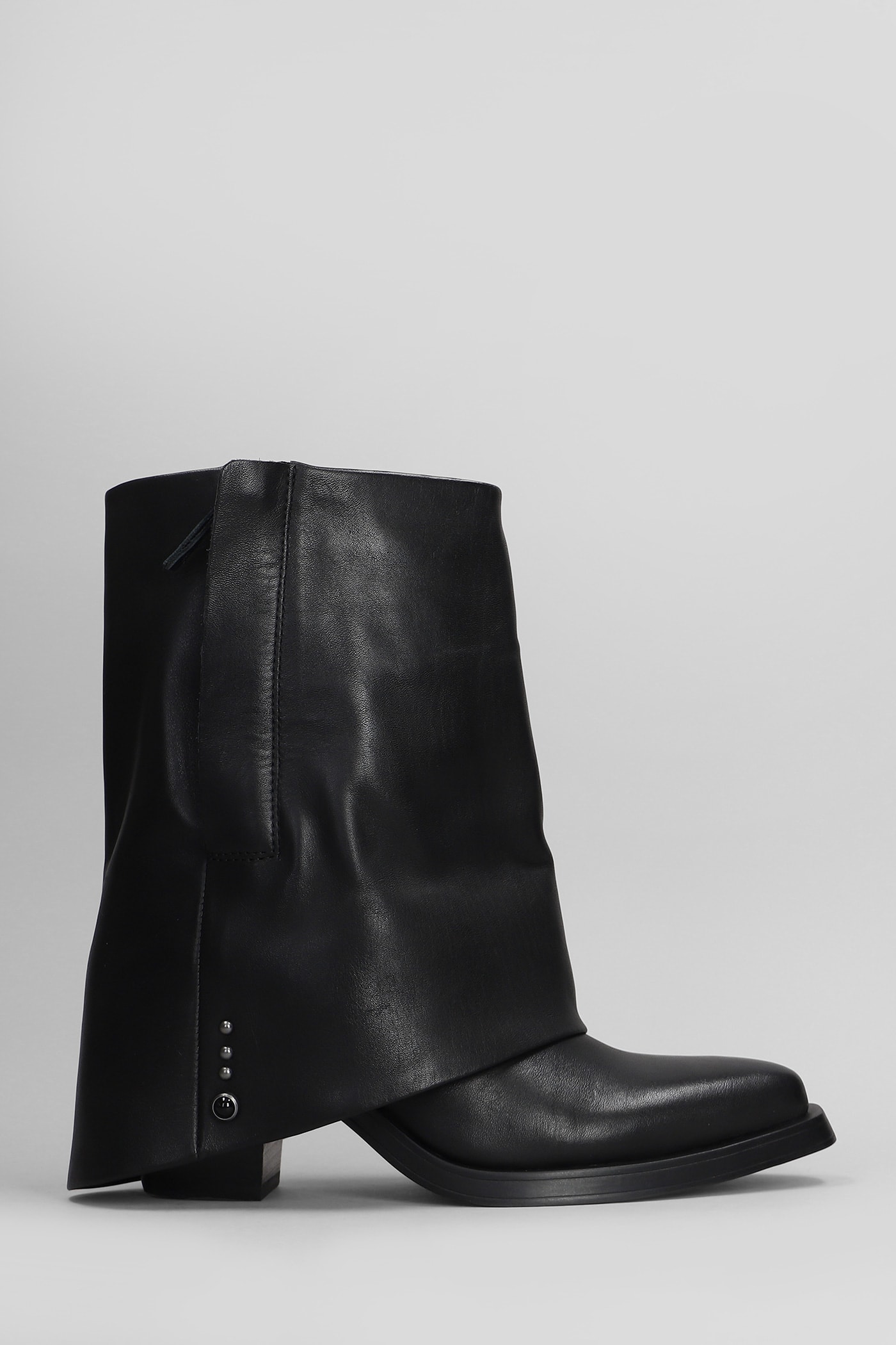 Jeff Texan Ankle Boots In Black Leather