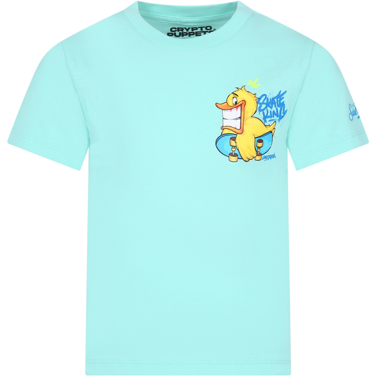 Shop Mc2 Saint Barth Green T-shirt For Boy With Ducky And Logo