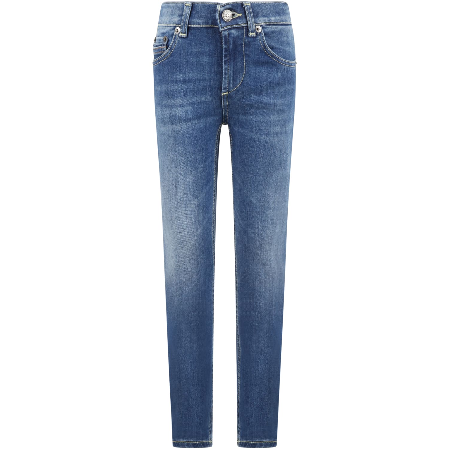 Dondup Light-blue Jeans For Boy With Logo Patch