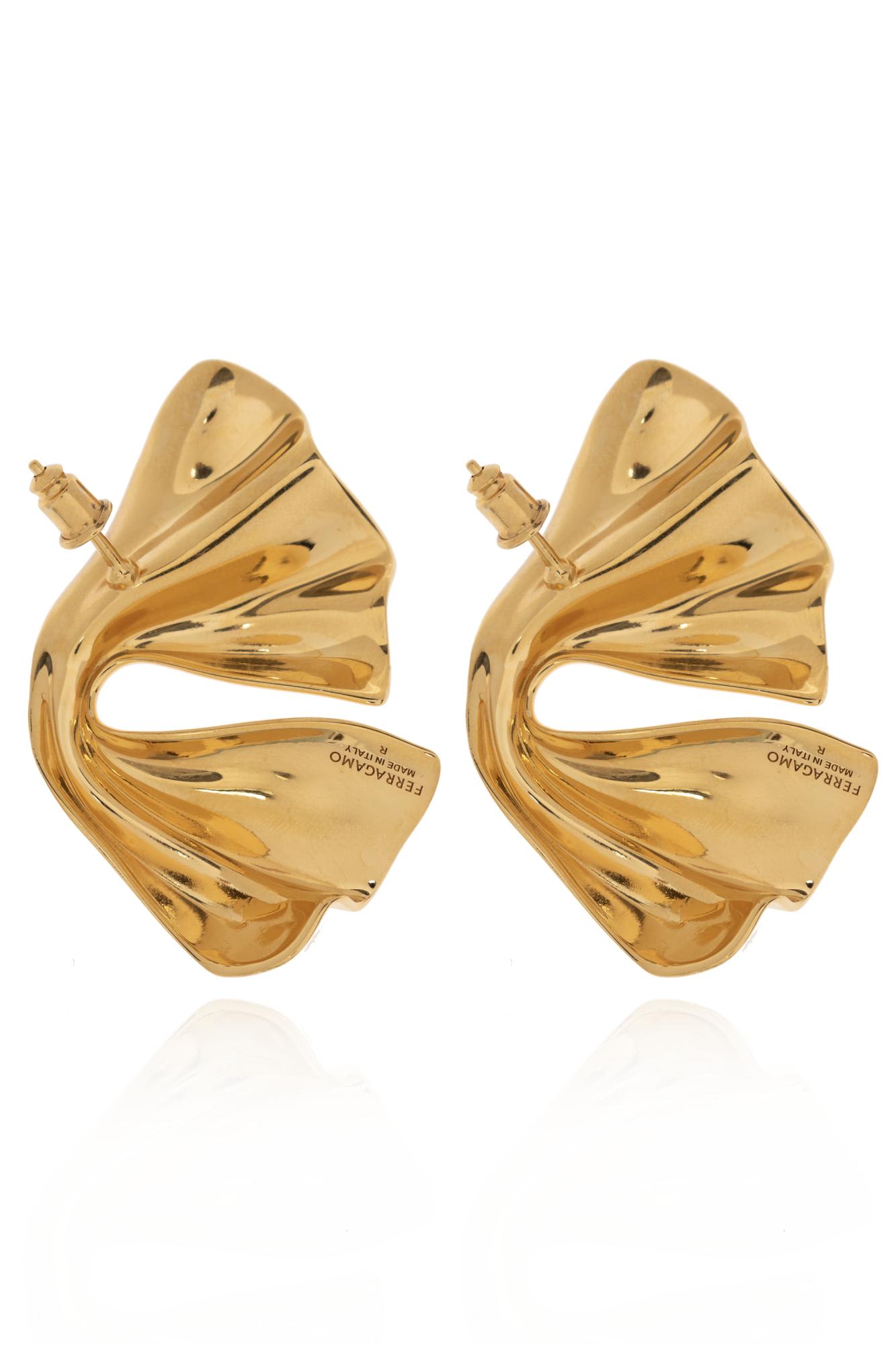 Shop Ferragamo Brass Earrings In Gold