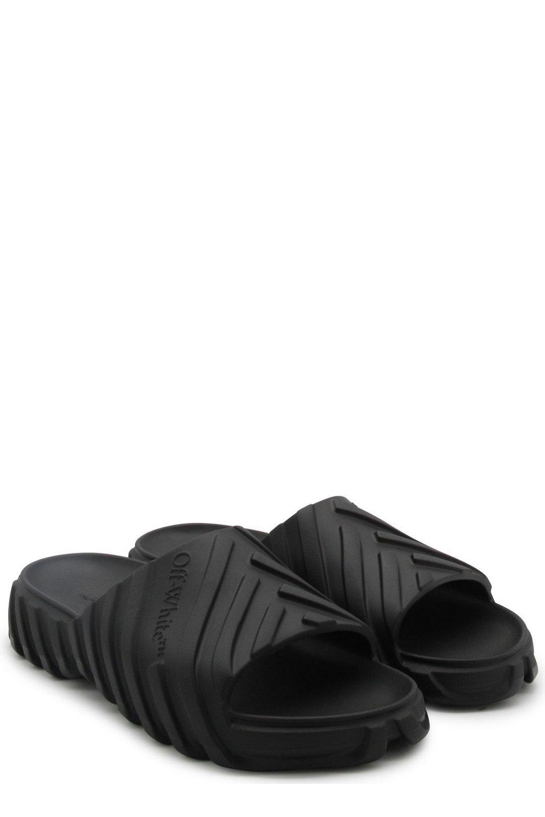 Shop Off-white Open Toe Slip-on Sandals In Black Black