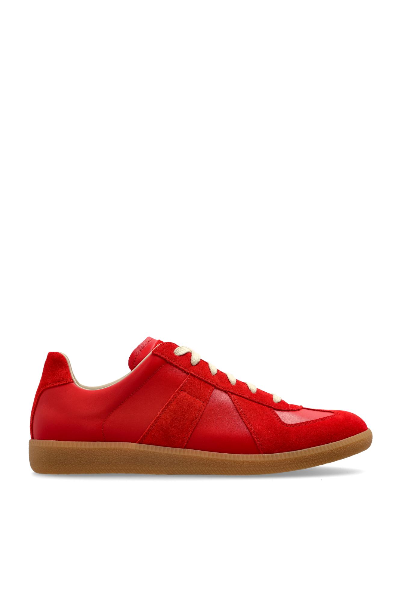 Maison Margiela Replica Leather And Suede Sneakers In Red